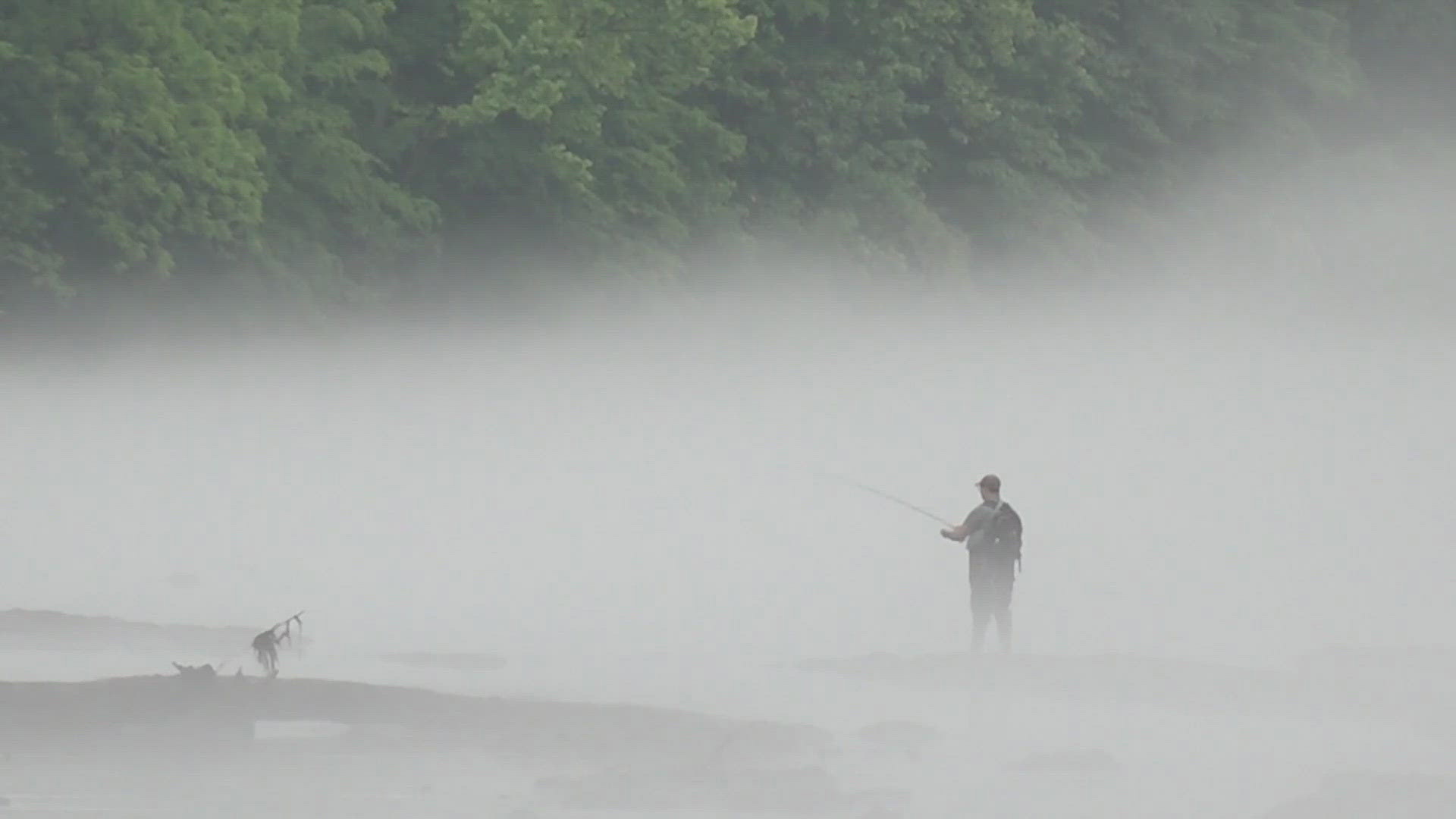 The island is connected to a dam that is a popular fishing spot for anglers.