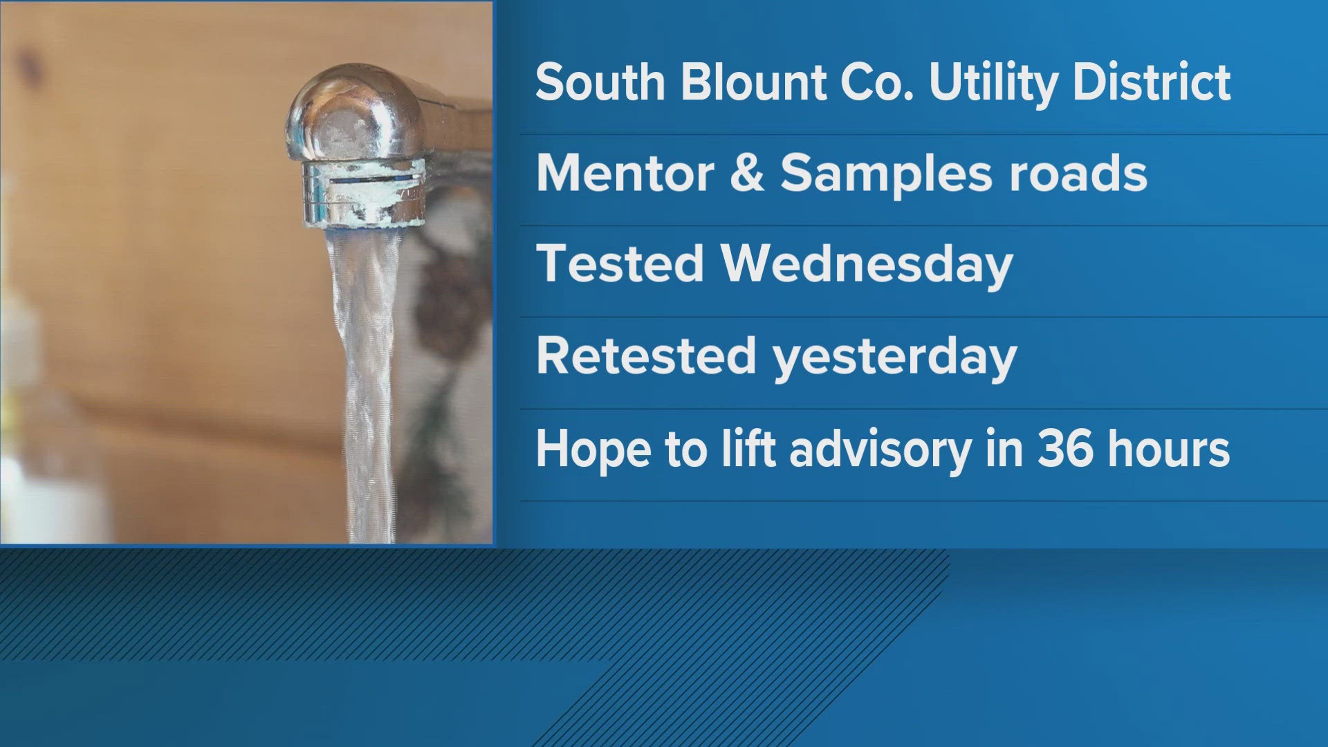 In a statement on social media. representatives with the South Blount County Utility District say they found the contamination after taking a sample this week.