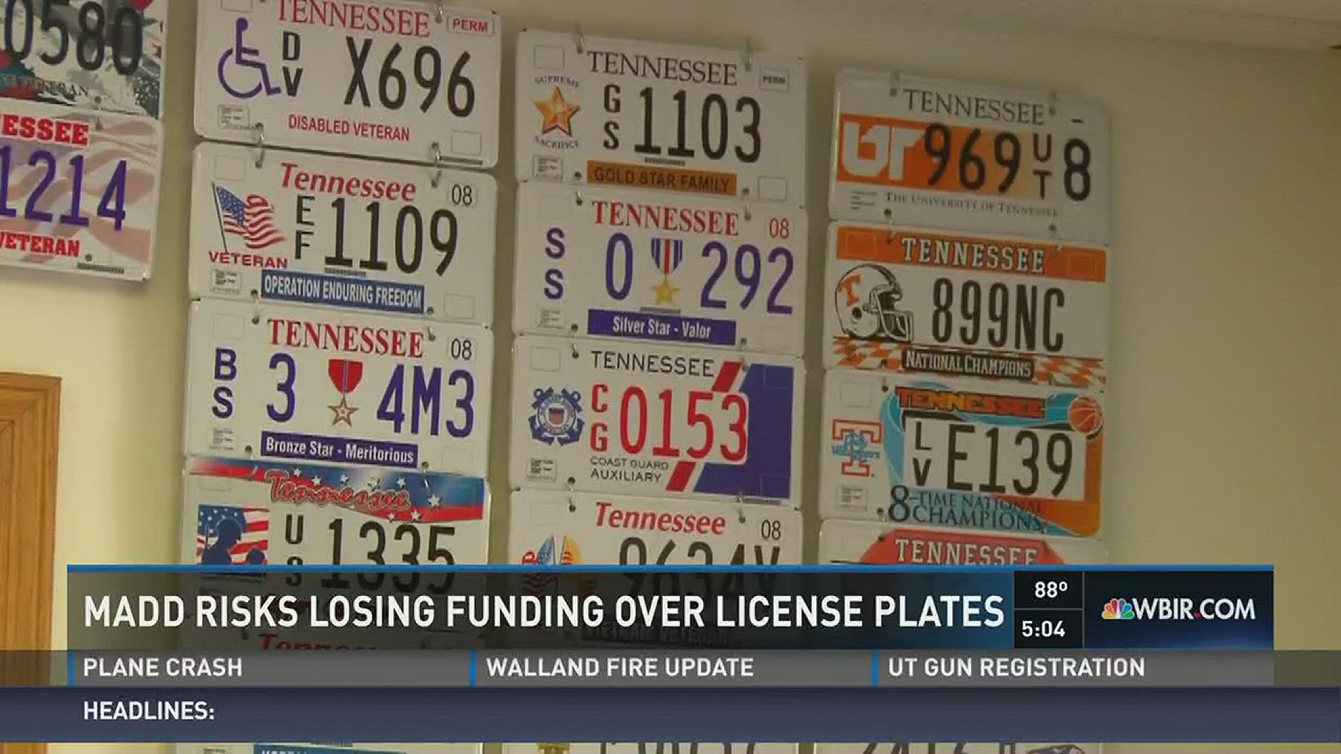 MADD risks losing state funding over license plate sales | wbir.com