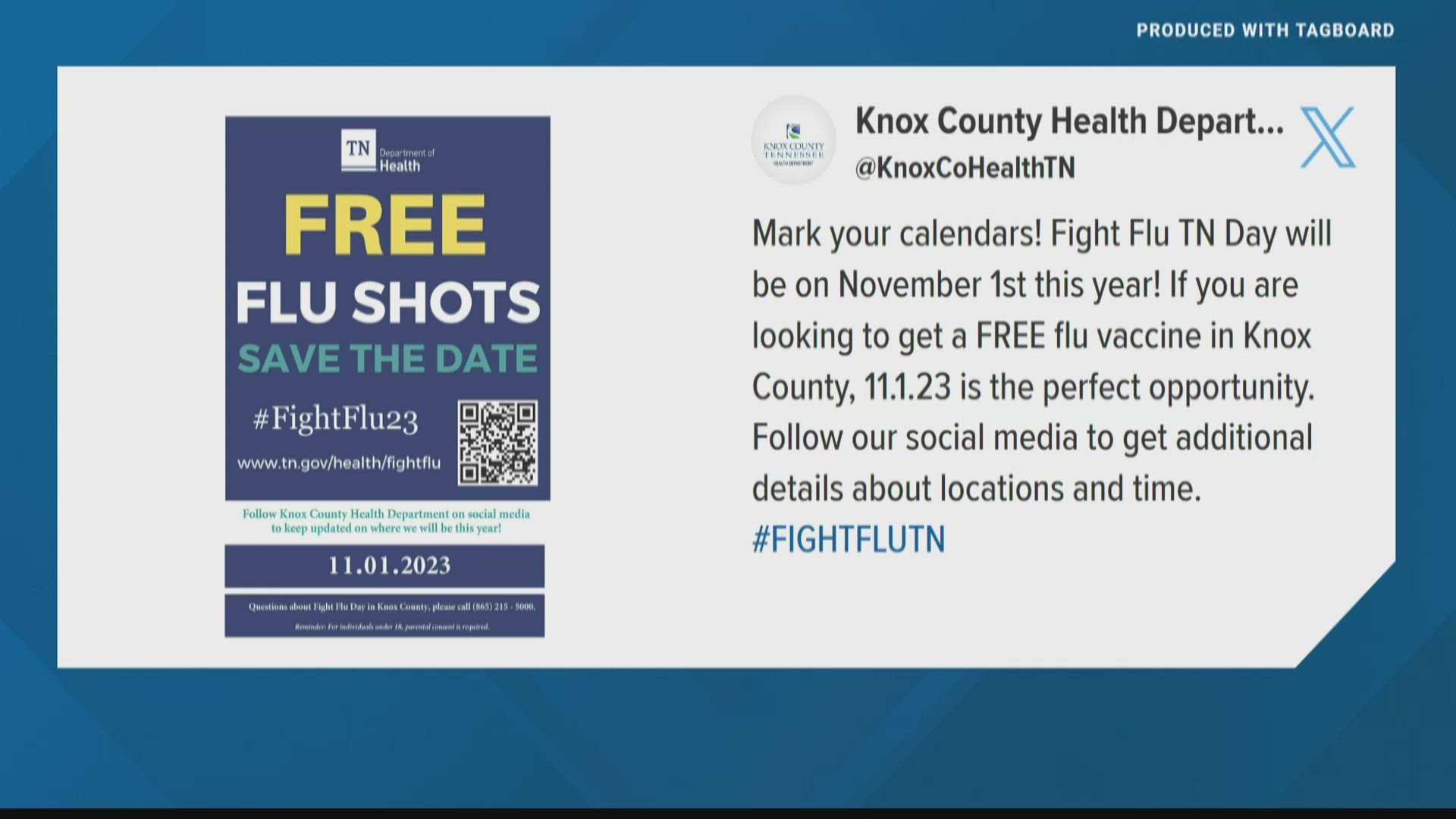 Health officials are offering free flu shots on Nov. 1.