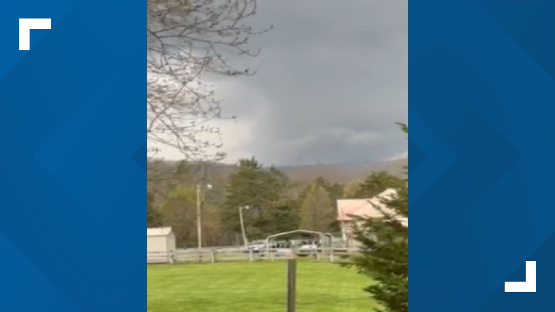 A possible tornado swept through the Sunbright community Tuesday, leaving a trail of damage.