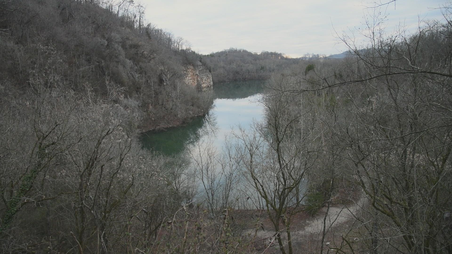 Though it makes up just over a mile of the Ijams trails, Tharp Trace is a moderate to difficult rated loop around the historic Mead's Quarry.