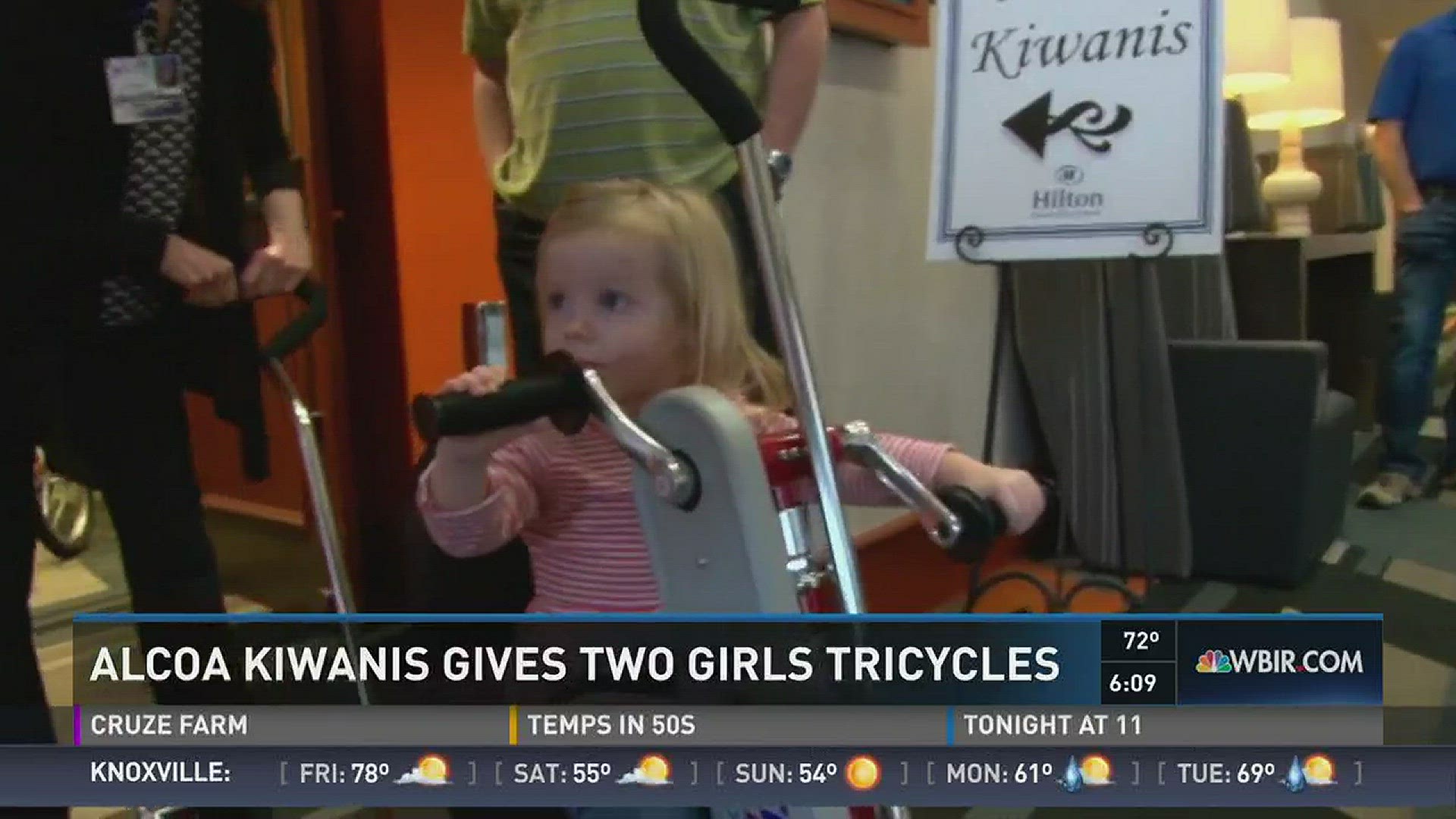Feb. 23, 2017: Two children have new therapeutic tricycles thanks to the Alcoa Kiwanis Club.