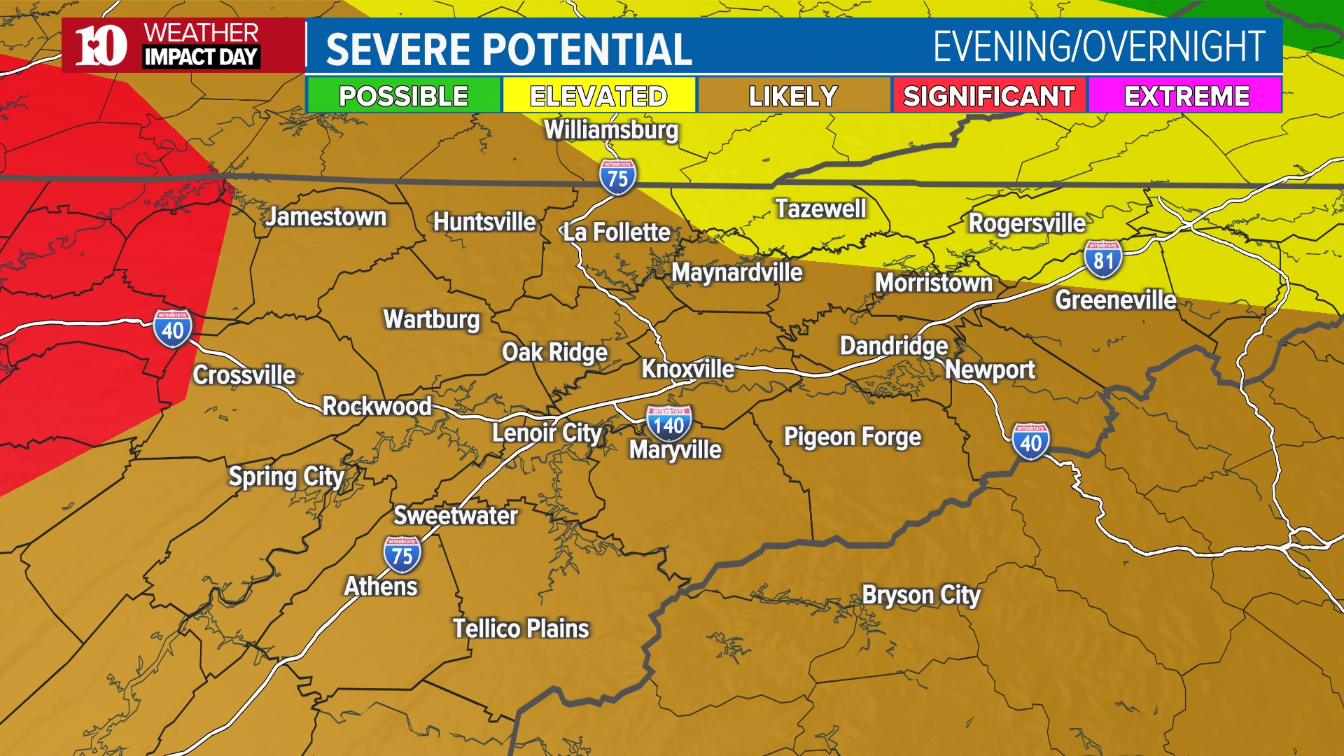 Dangerous storms to arrive in East Tennessee on Wednesday