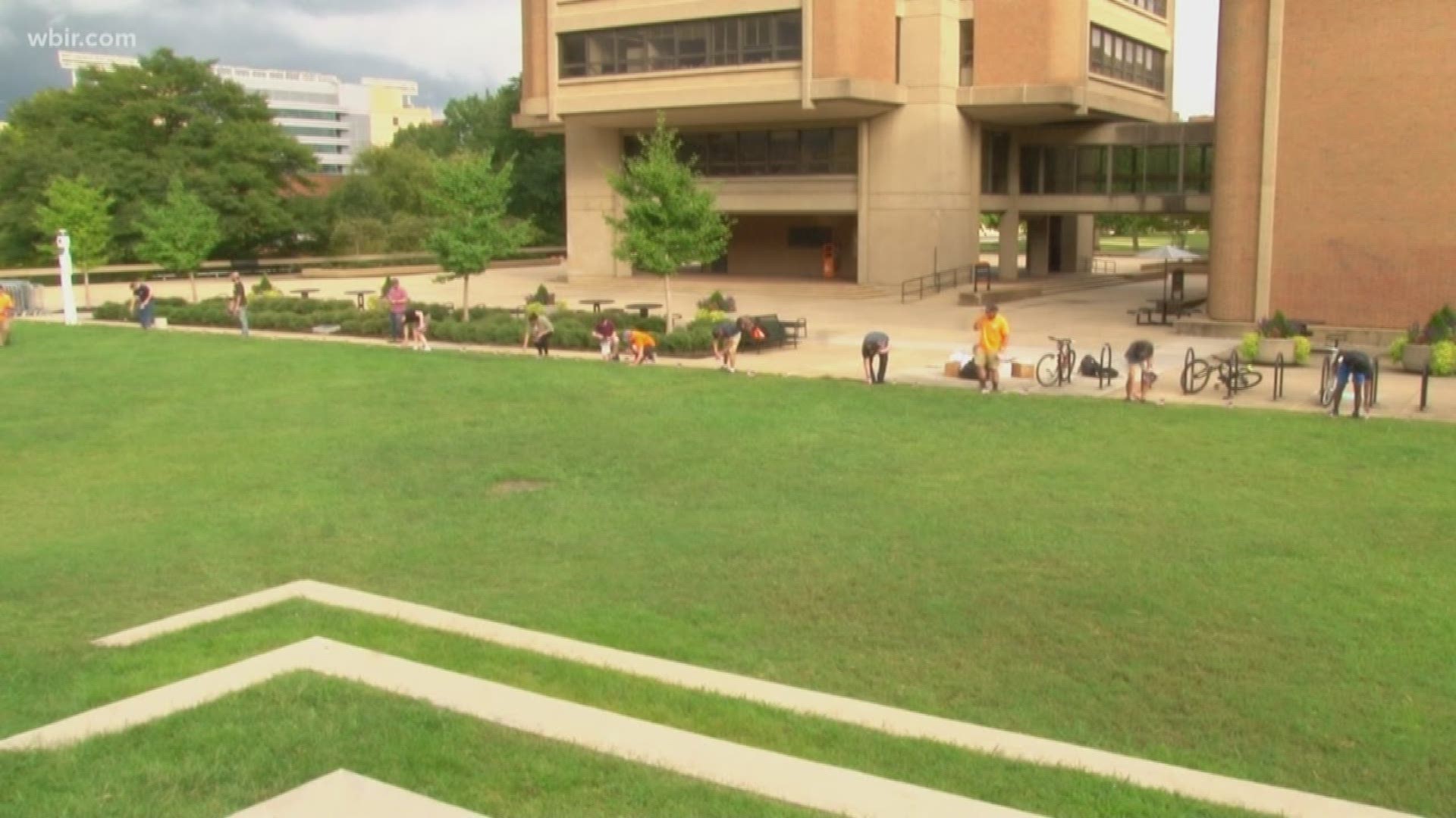 Volunteers on the UT campus placed 2,977 flags for the people who died during those attacks in 2001.