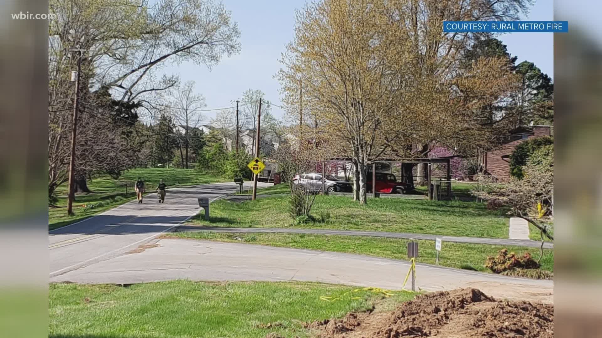 Responders said they think a construction crew hit the underground tank and evacuated the area while they checked to make sure levels were safe.