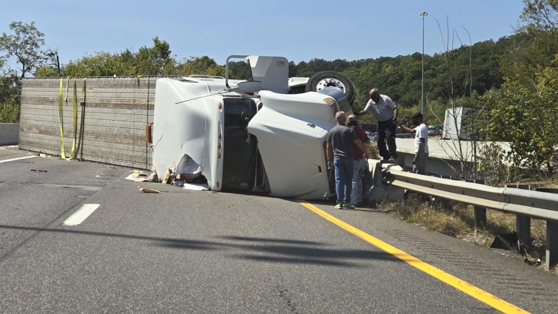 I 40 East Closed In Roane County After Semi Overturns 0781