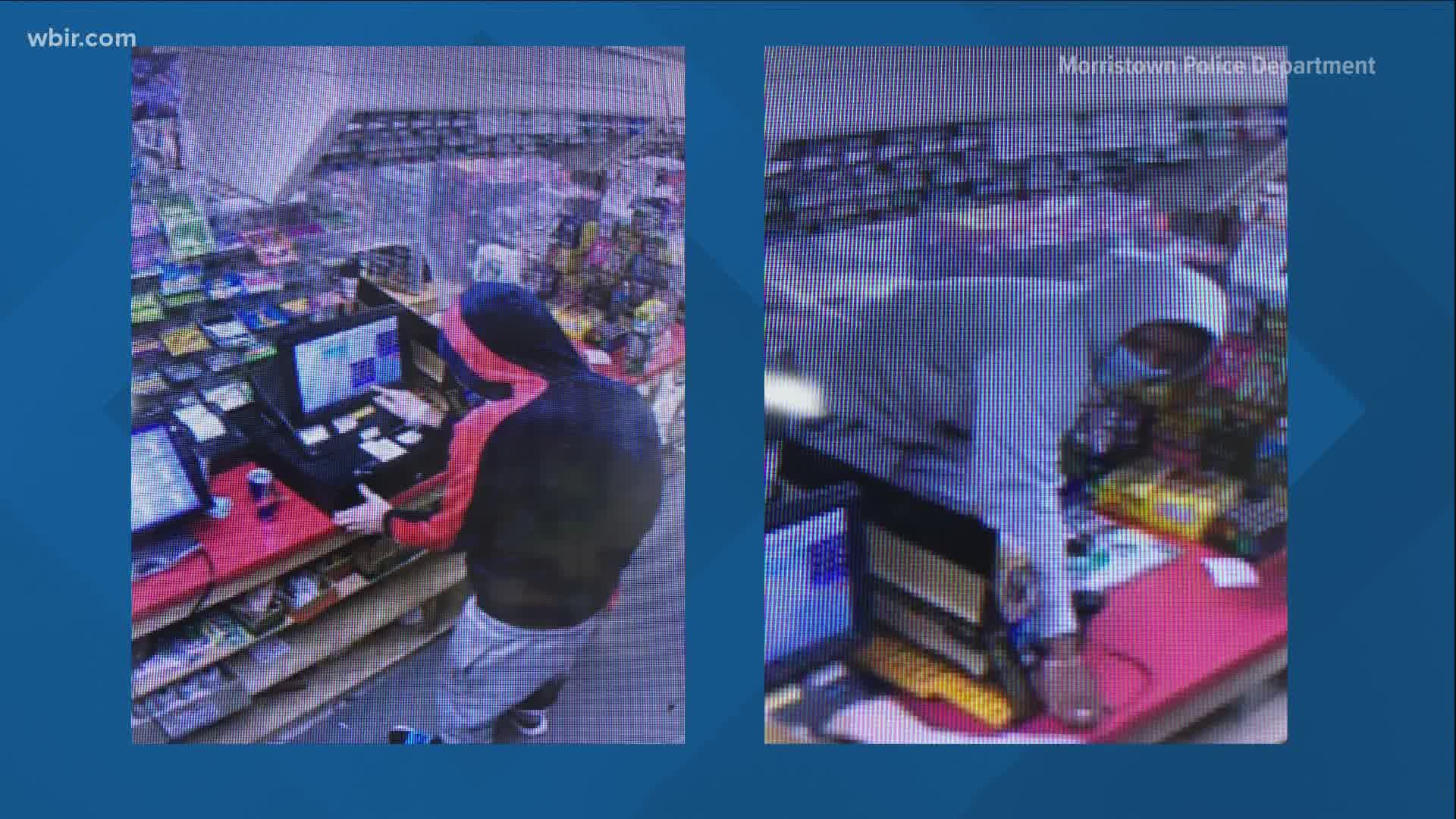 When the clerk refused to hand over money, investigators say the two men crossed over the counter and punched her and then took off when another customer walked in