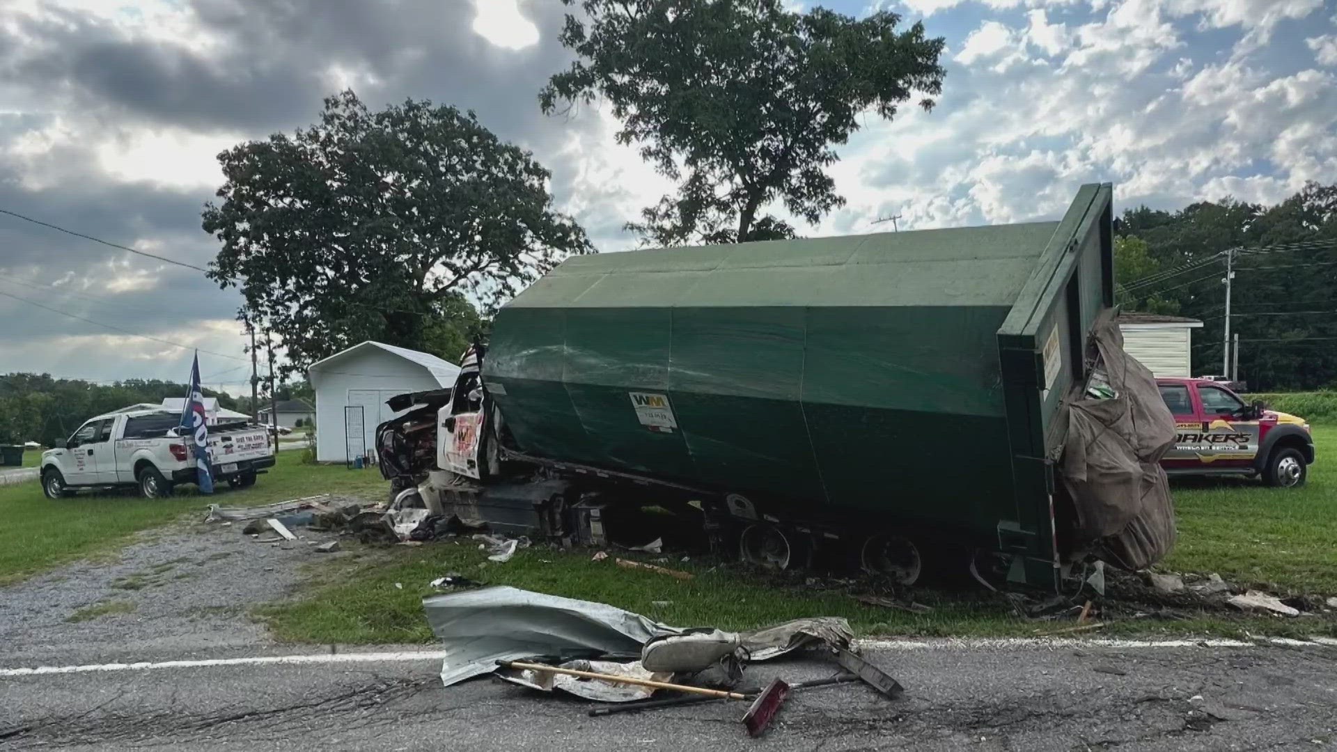 The truck crashed into Tennessee Hot Tubs on Dolly Parton Parkway just before 7:10 a.m., according to a city of Sevierville spokesperson.