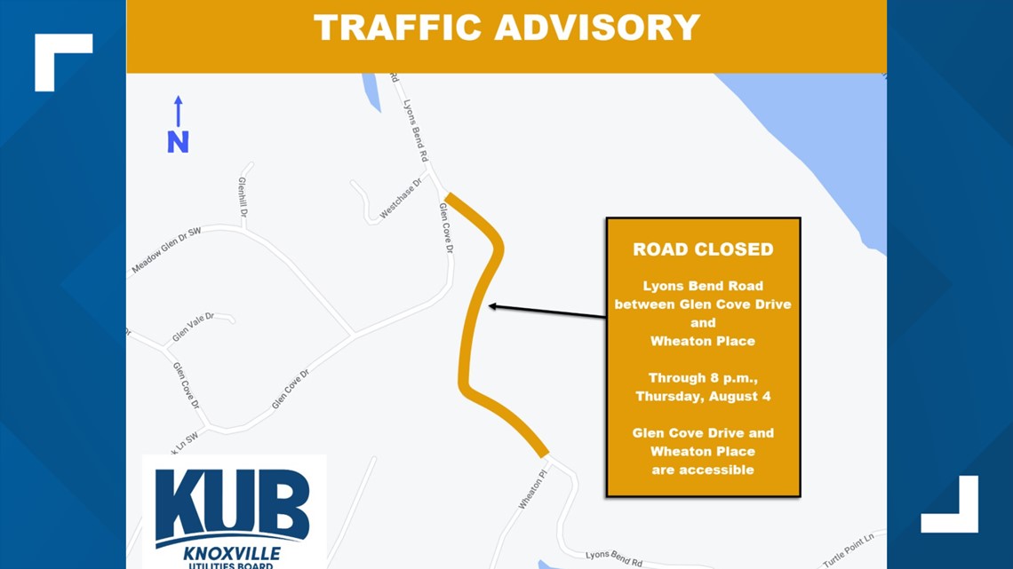 KUB issues immediate road closure on Lyons Bend Road