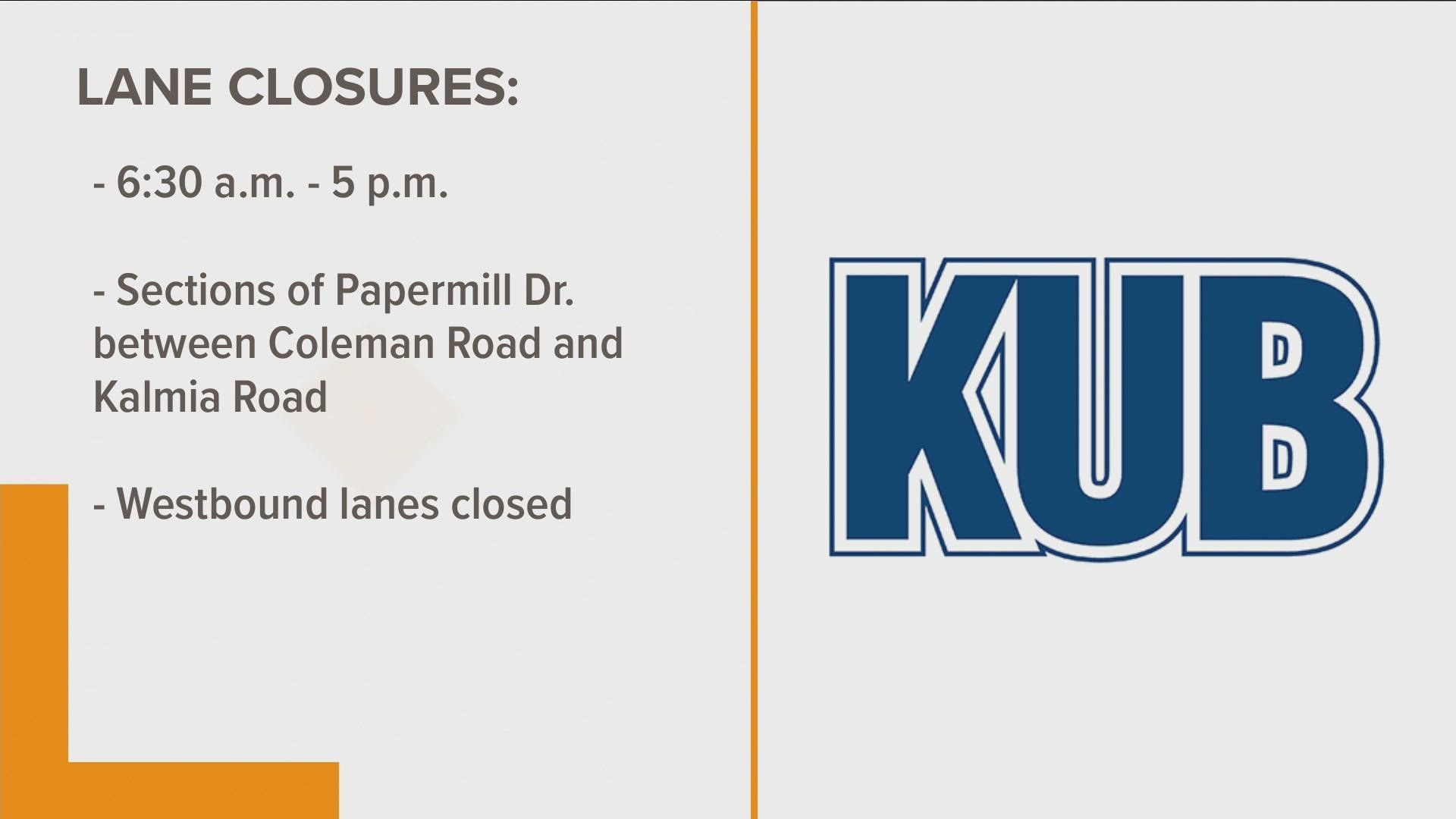 A section of Papermill Drive will be closed for roadwork on Wednesday, April 27.