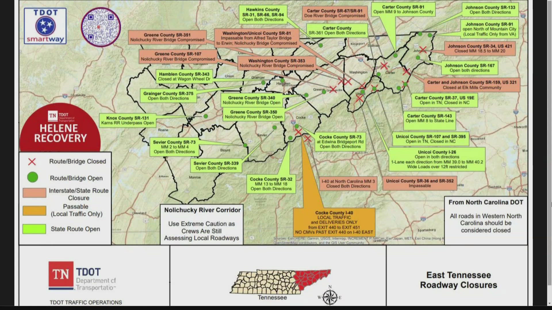 Something to remember: There are still a lot of road closures in East Tennessee due to Hurricane Helene.