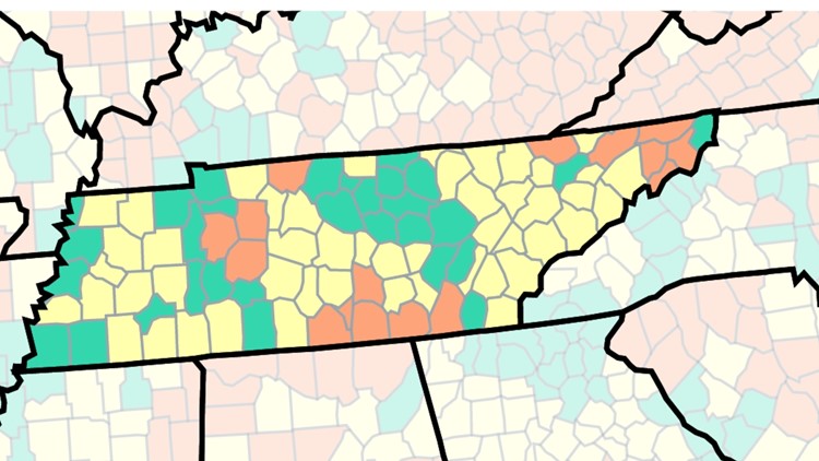 CDC: Most of East TN drops back down to 'medium' COVID-19 risk category