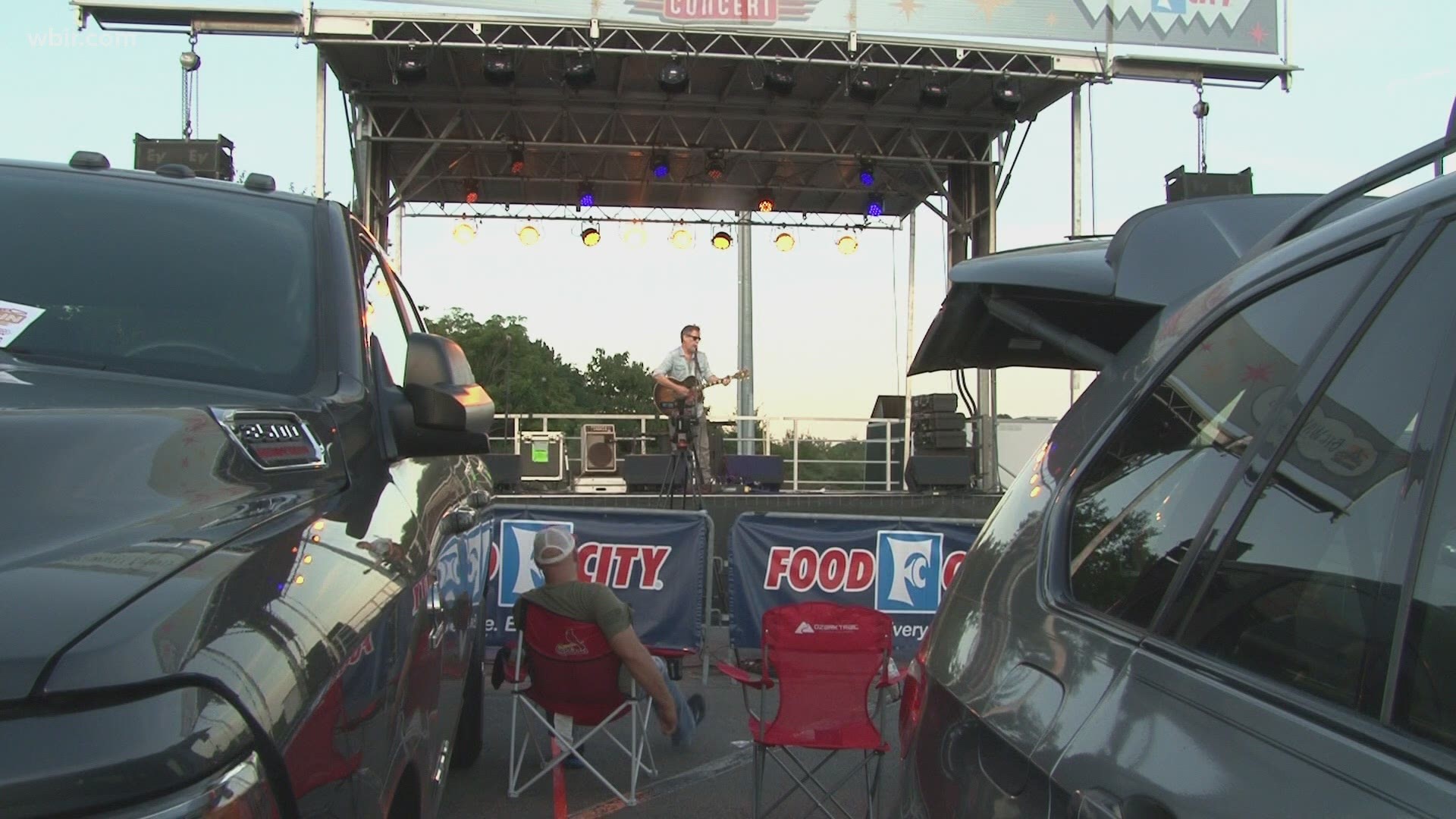 People jammed out to Scott Miller Saturday night at Smokies Stadium. It was part of the Drive-In Concert Series.