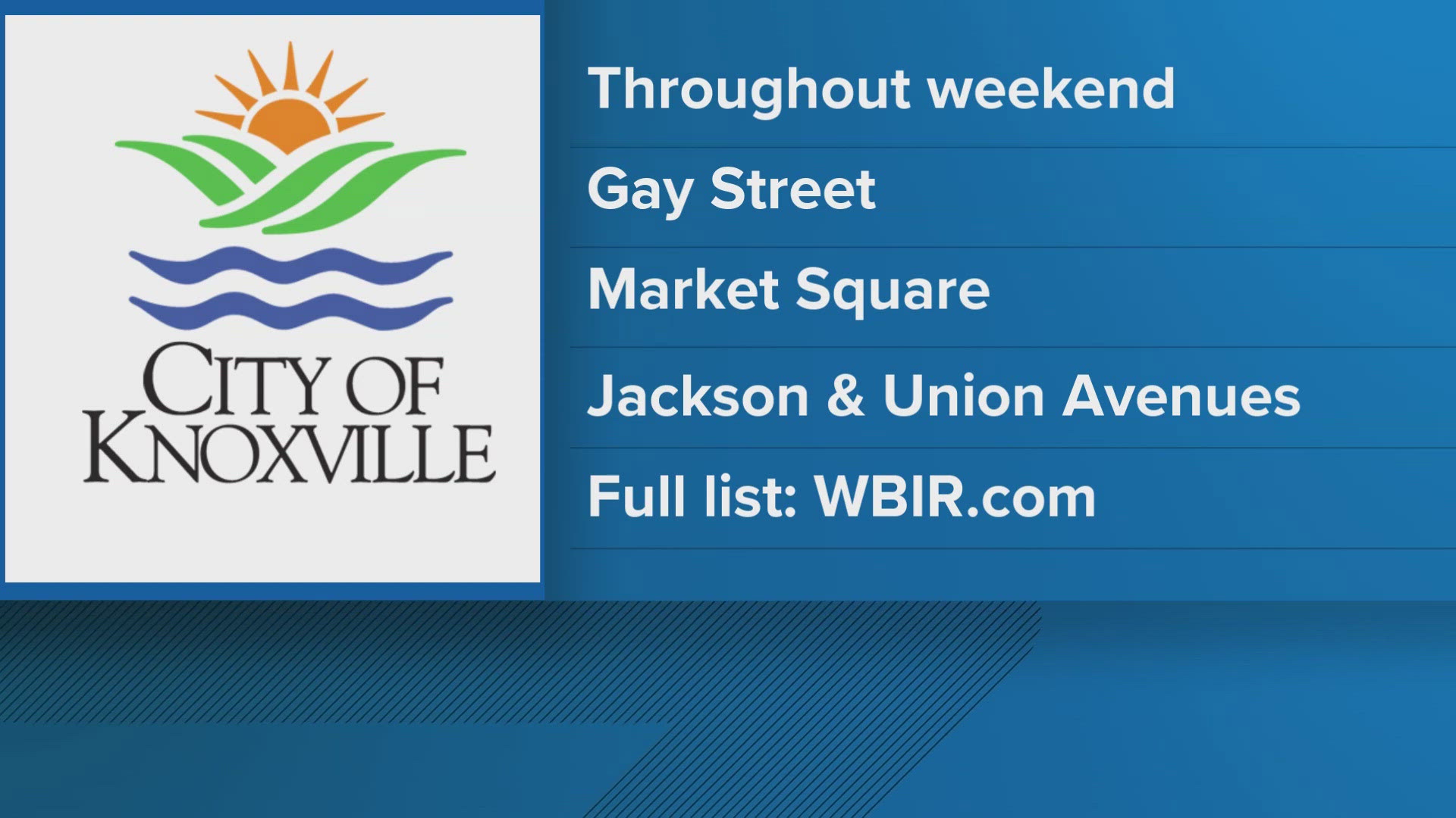 The events include the Knoxville Pride Parade, Jackson Avenue Block Party, Burlington Community Health Festival and more.