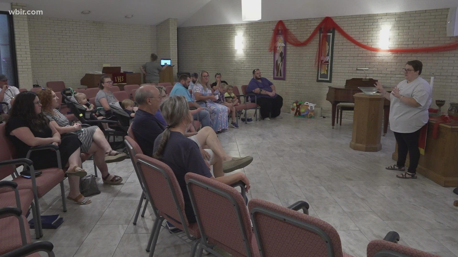 People at the Powell Presbyterian Church gathered to honor the victims of the Robb Elementary School shooting in Texas.
