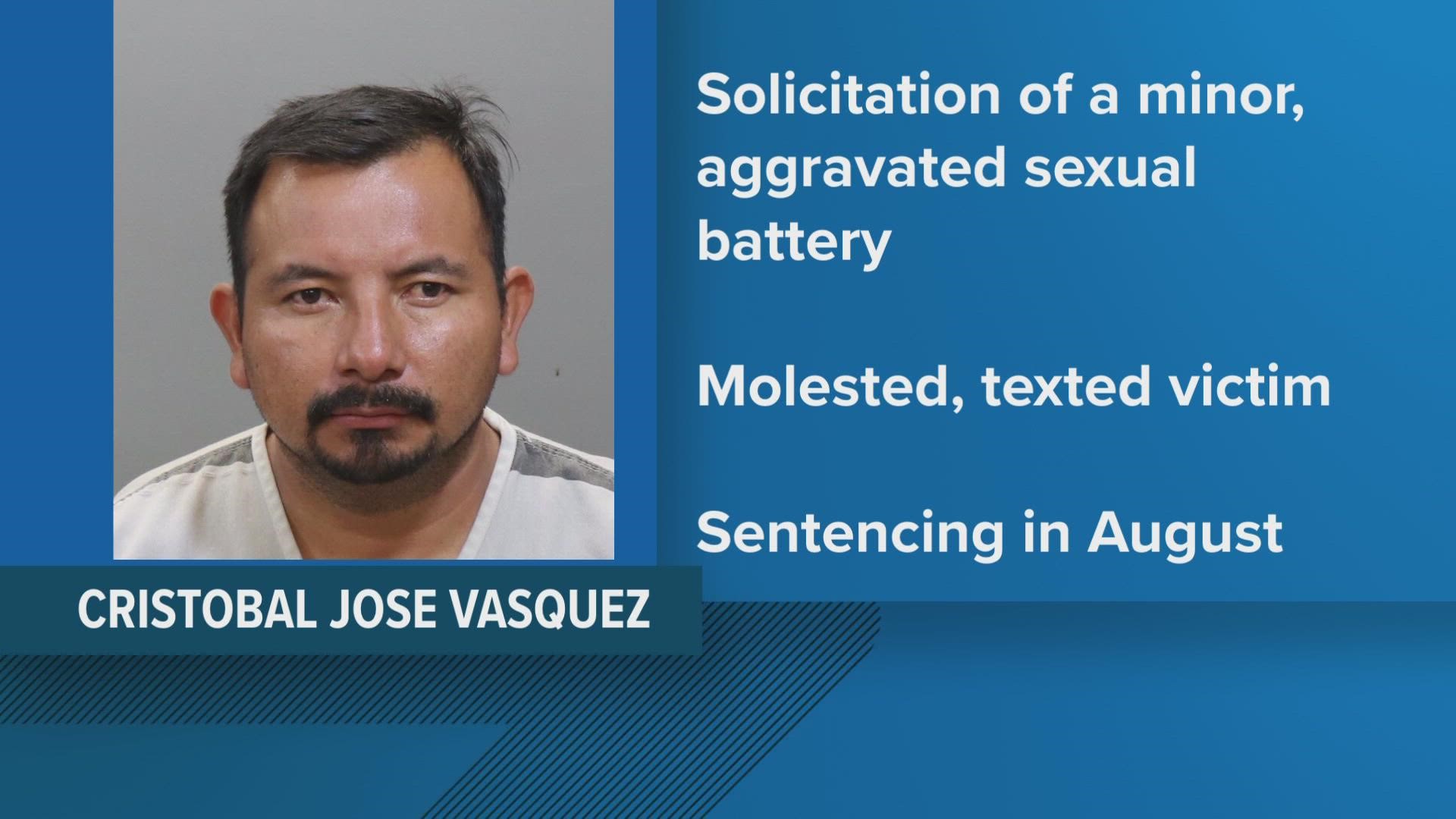 According to a release from the Attorney General's Office, Cristobal Jose Vasquez, 39, was convicted for molesting his 11-year-old stepdaughter.