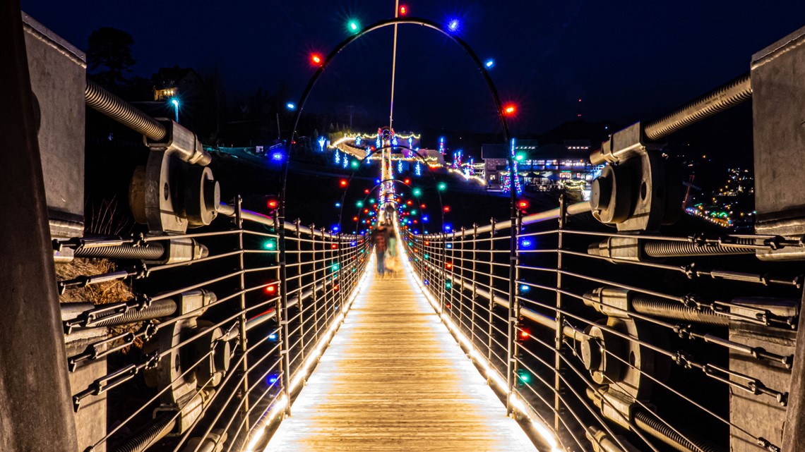 Check out the SkyBridge in Gatlinburg all lit up for Christmas!