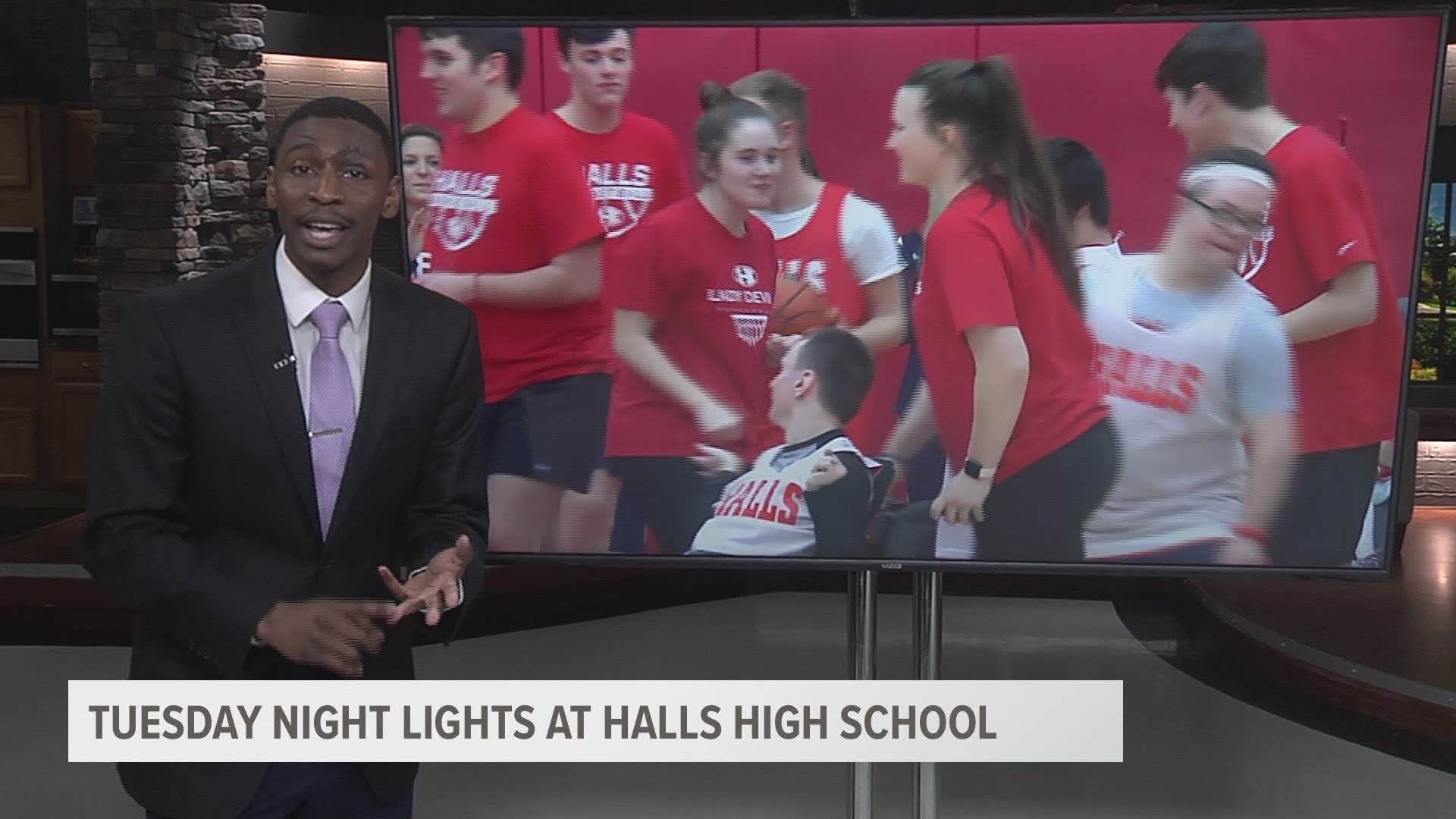 Halls High School held its first ever "Tuesday Night Lights" basketball event. The school's students with disabilities played a game of basketball in front of their family and peers.