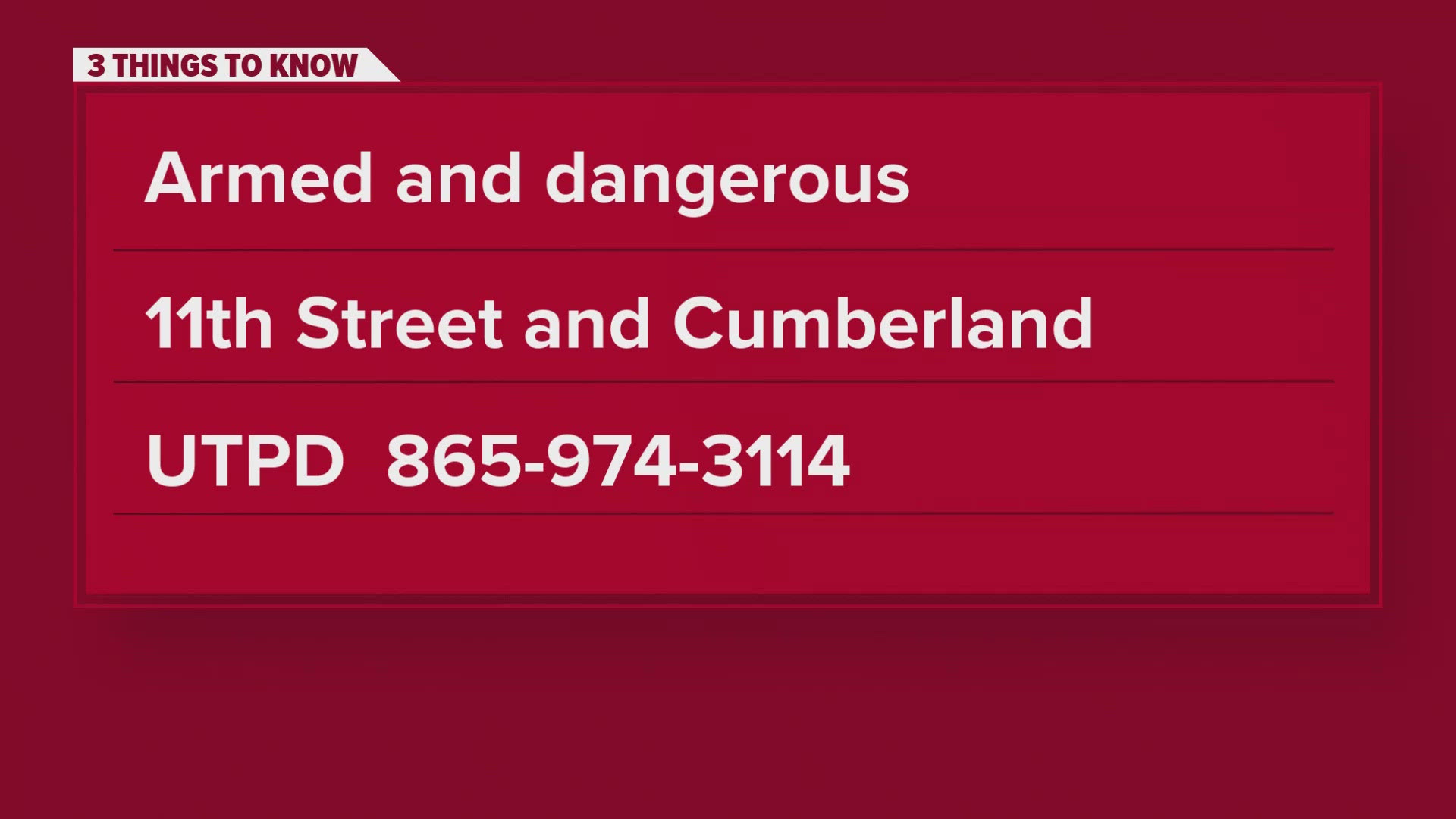 A little after 2 a.m., the University of Tennessee Police Department created an emergency alert saying there was a robbery at 11th Street and Cumberland.