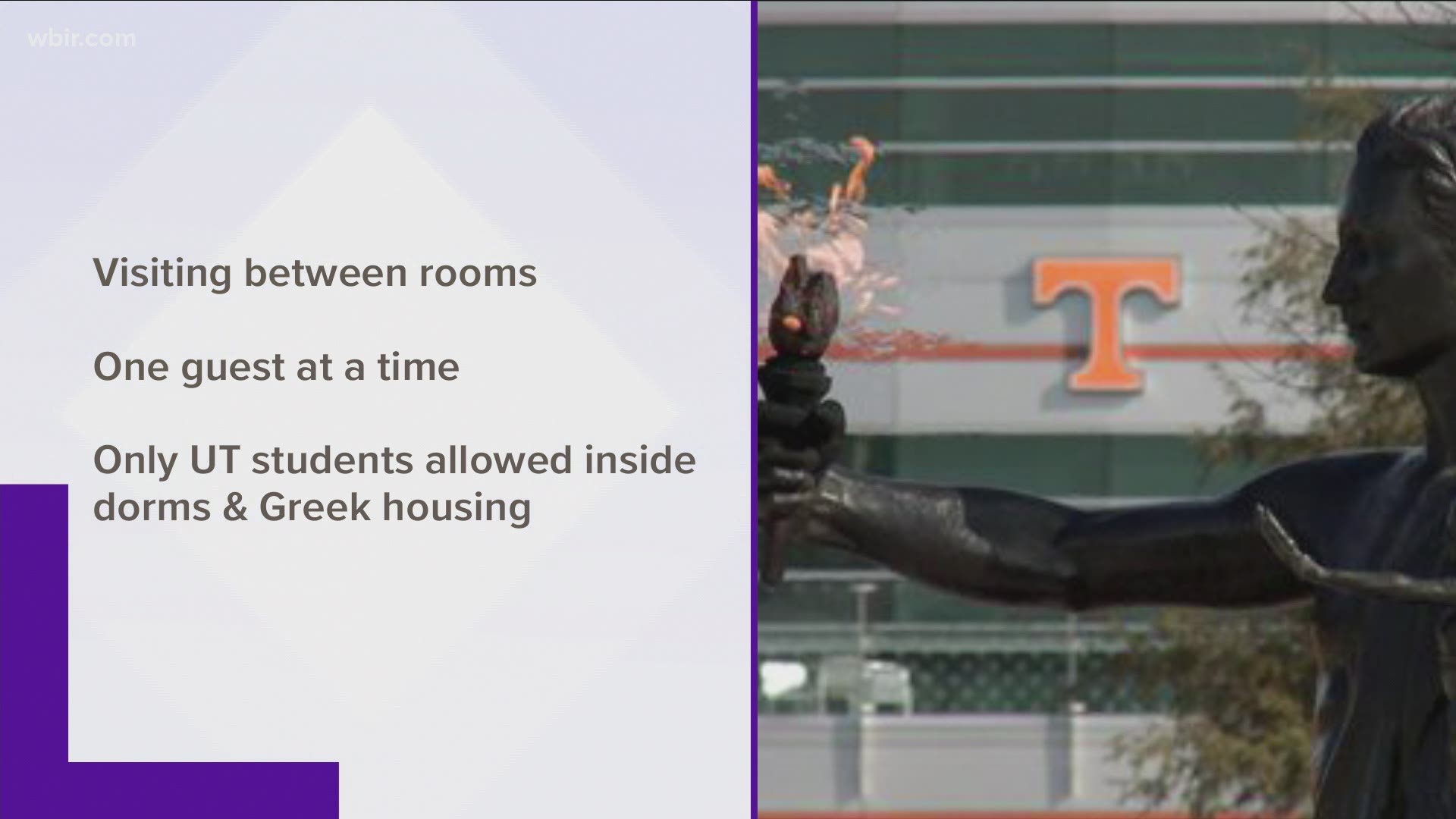 Students in campus housing can now resume visiting between rooms, but only one guest is allowed at a time and only UT students are allowed in campus housing.