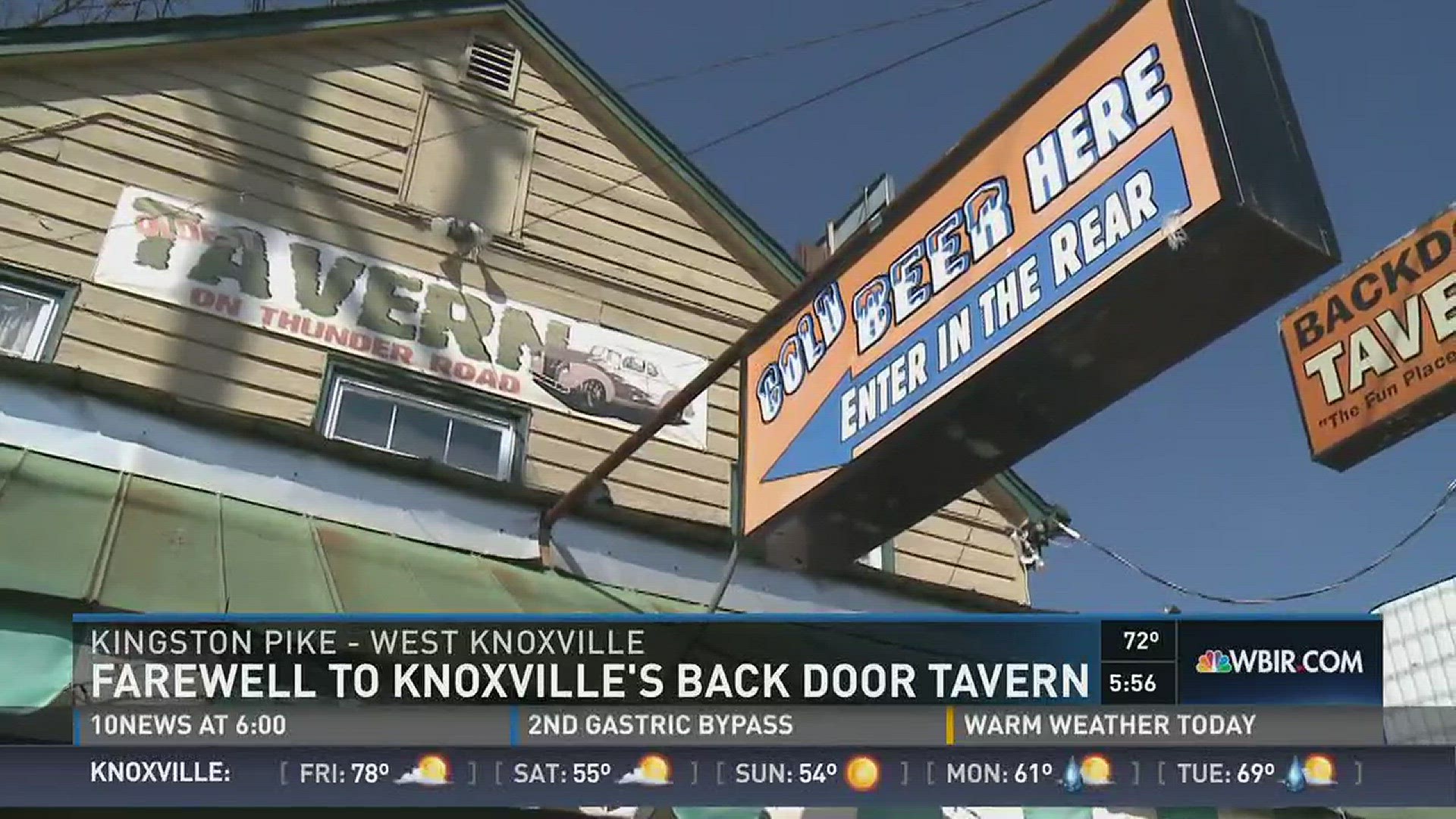 Feb. 23, 2017: After several decades as a fixture in Knoxville, the Back Door Tavern has served its last beverage.