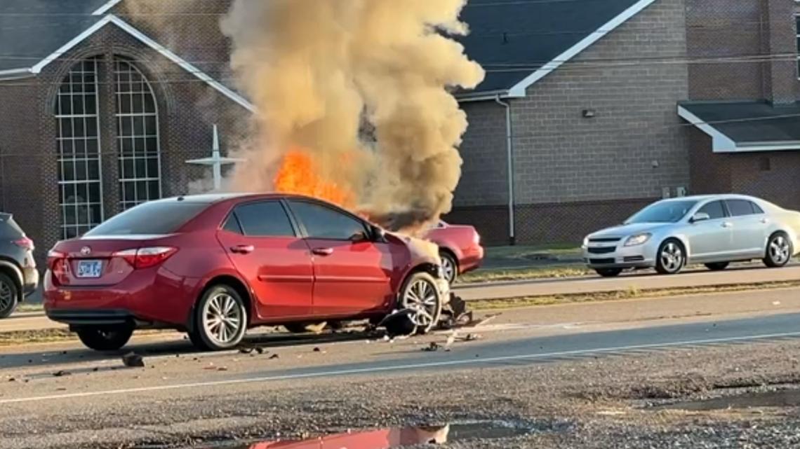 1 person taken to hospital after crash and vehicle fire on Highway 11 ...