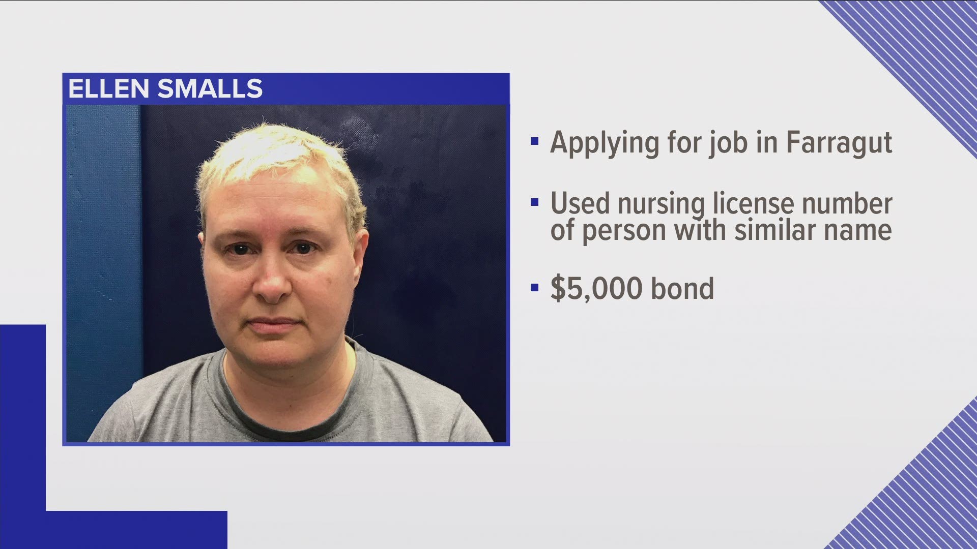 The Tennessee Bureau of Investigation said a woman was applying for a position in Farragut and used the license number of a person with a similar name.