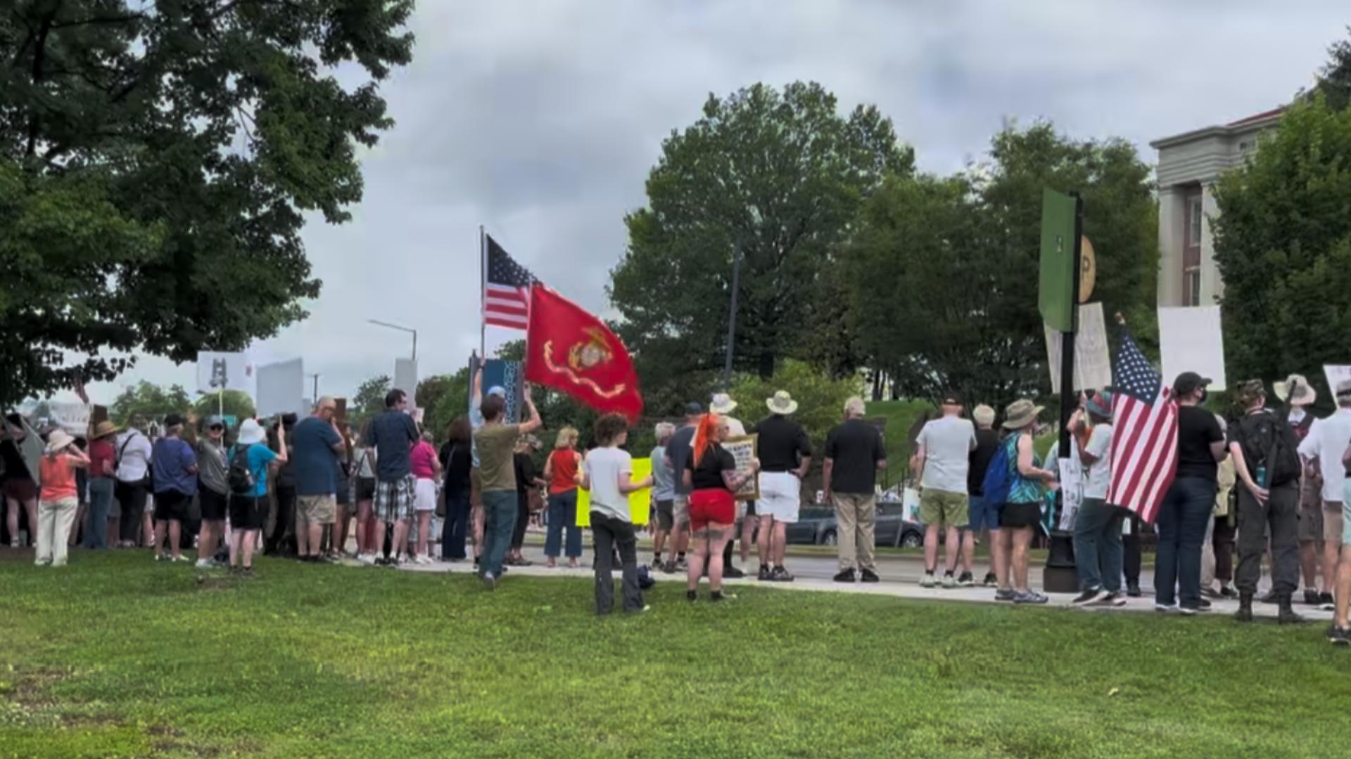 Protests in the region were led by the advocacy group Indivisible Tennessee, and are part of a nationwide demonstration against President Donald Trump.