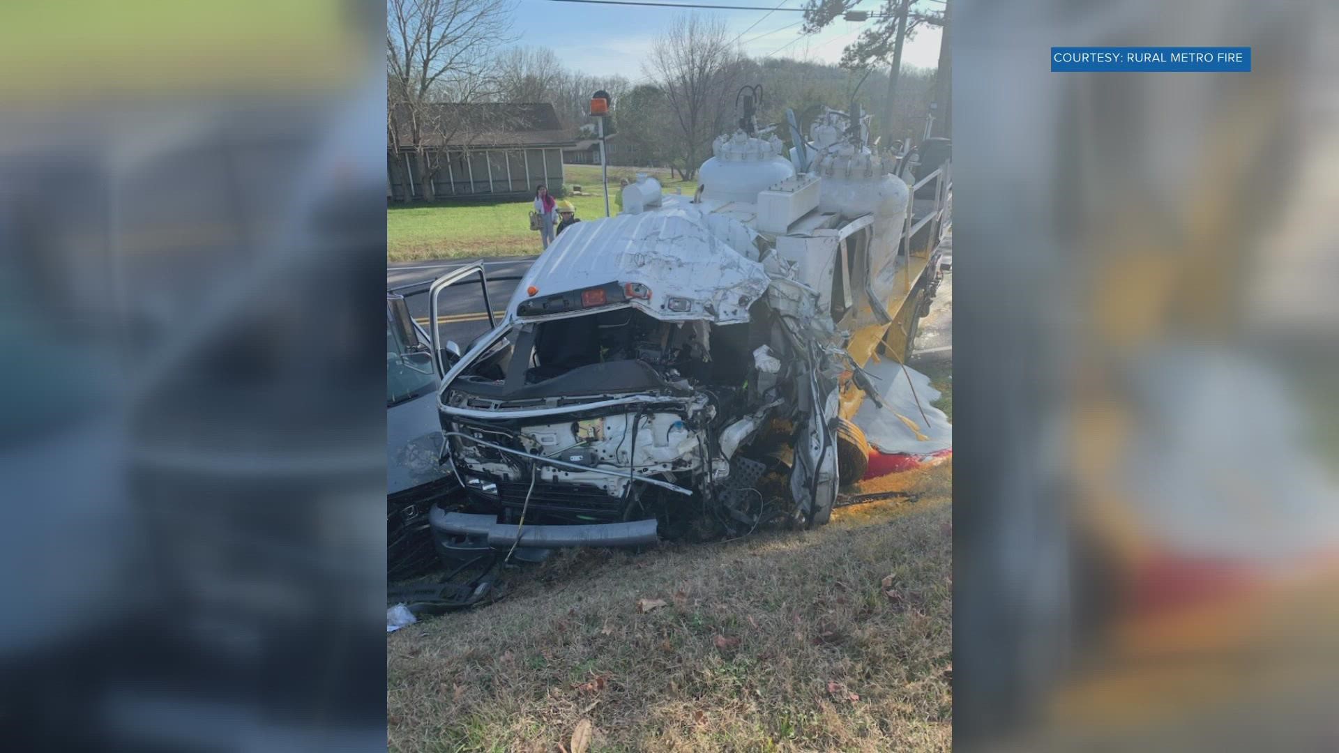 Rural Metro Fire said one person is facing serious injuries after a tractor-trailer and a paint truck collided on Strawberry Plains Pike.