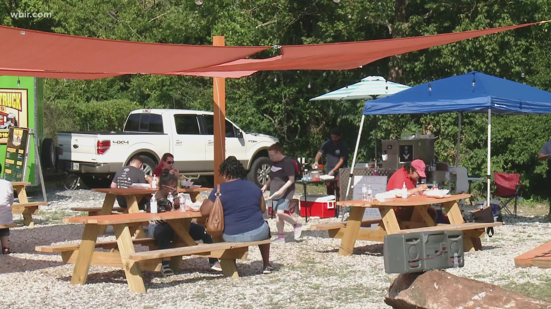 People filled into Powell Food Park on Thursday to enjoy some local food from trucks.