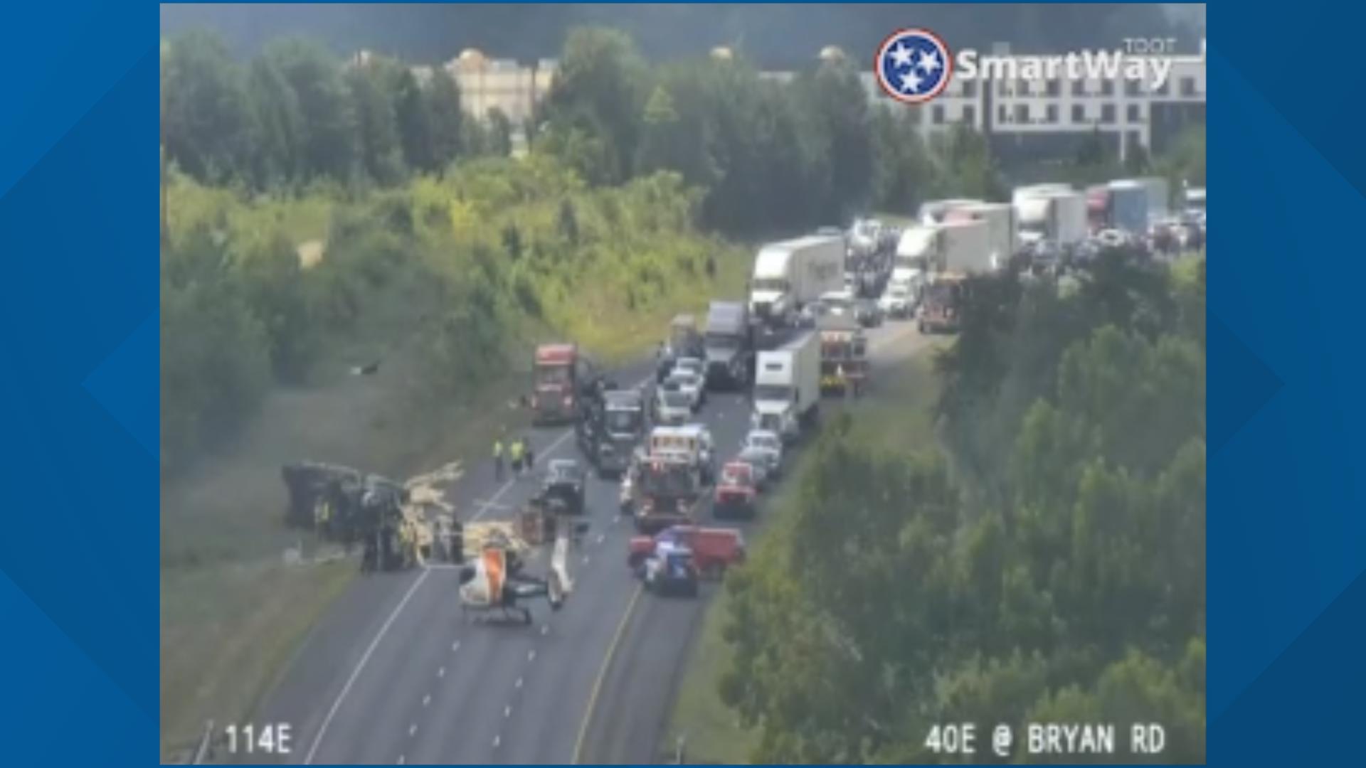 Overturned vehicle on I-40 East closes all eastbound lanes near Mile