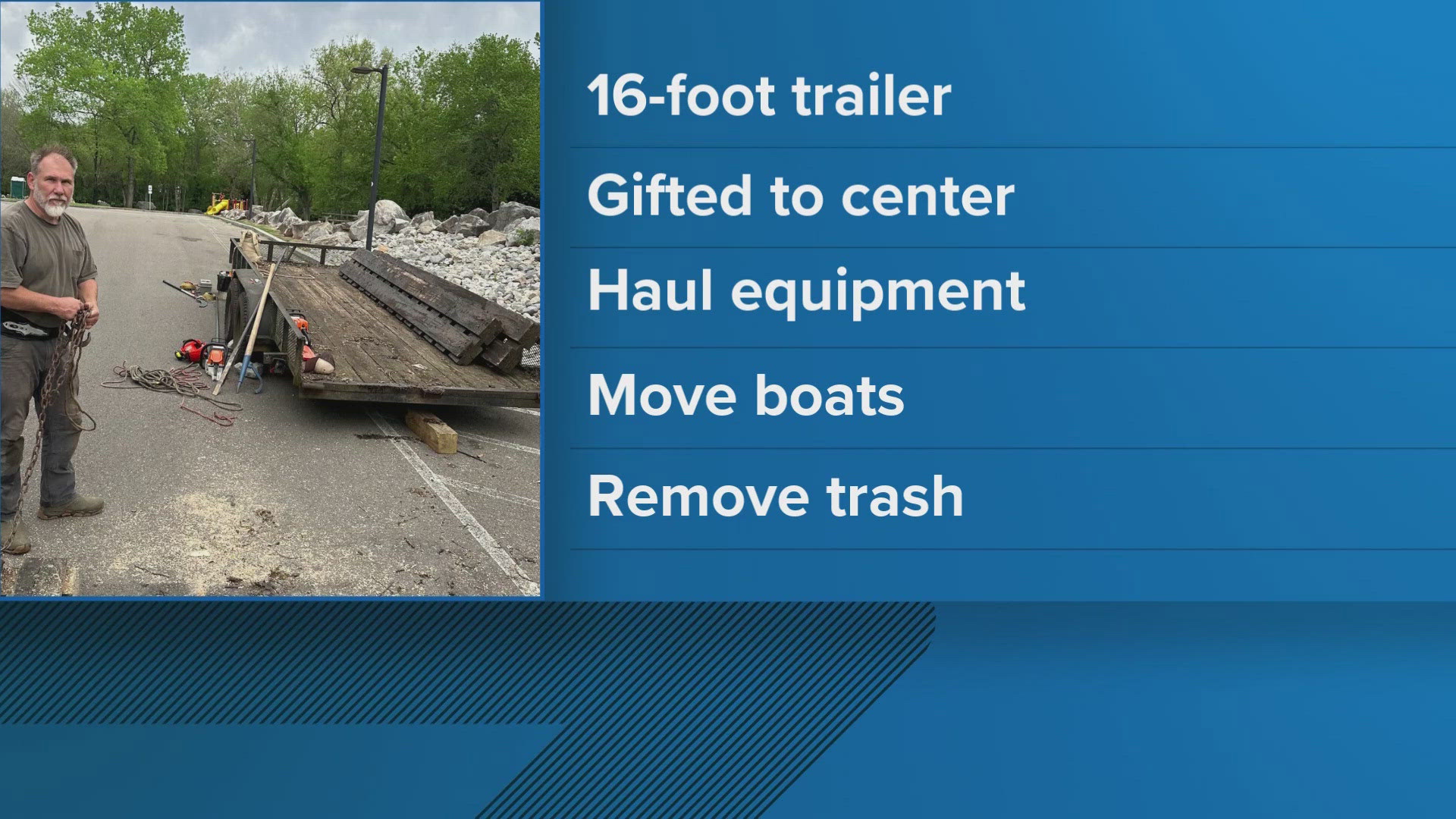 According to Ijams, the trailer is "essential" for assisting crews with tasks like hauling equipment, moving boats and removing trash from the Tennessee River. 