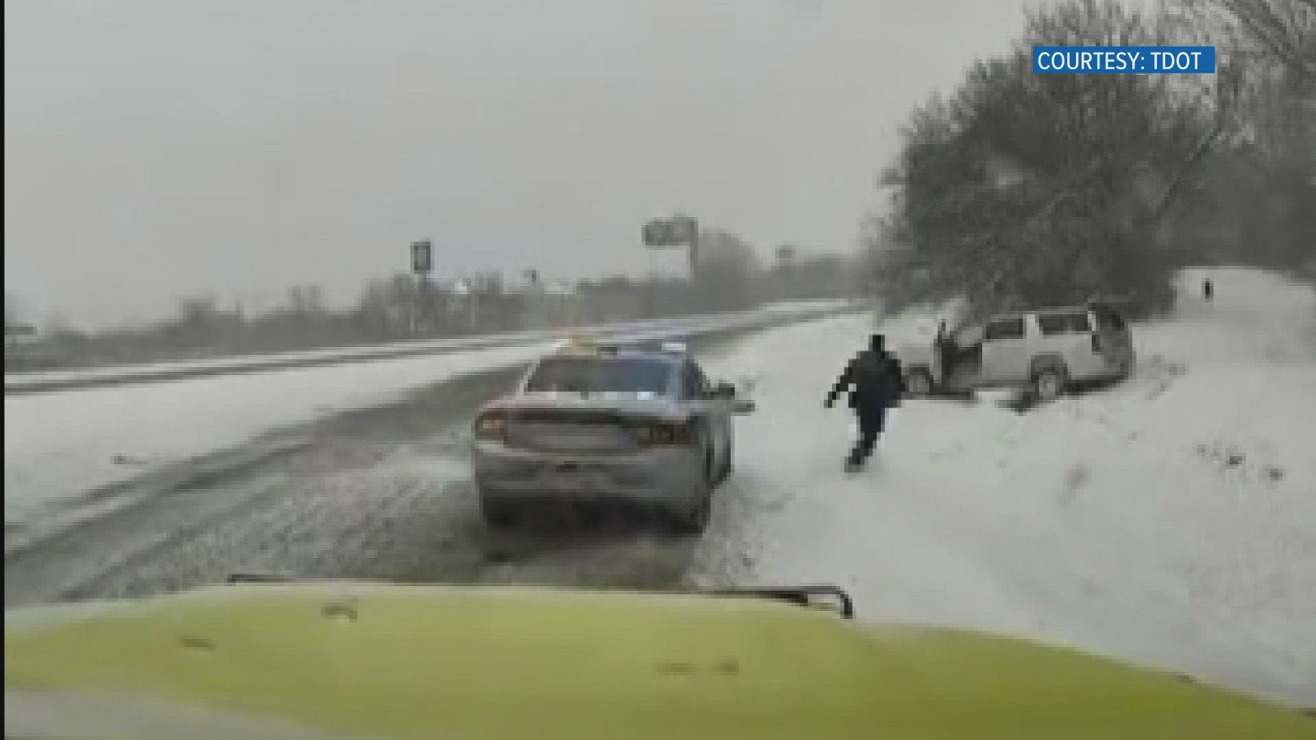 TDOT worker tracks down dog in the snow, after it escapes in