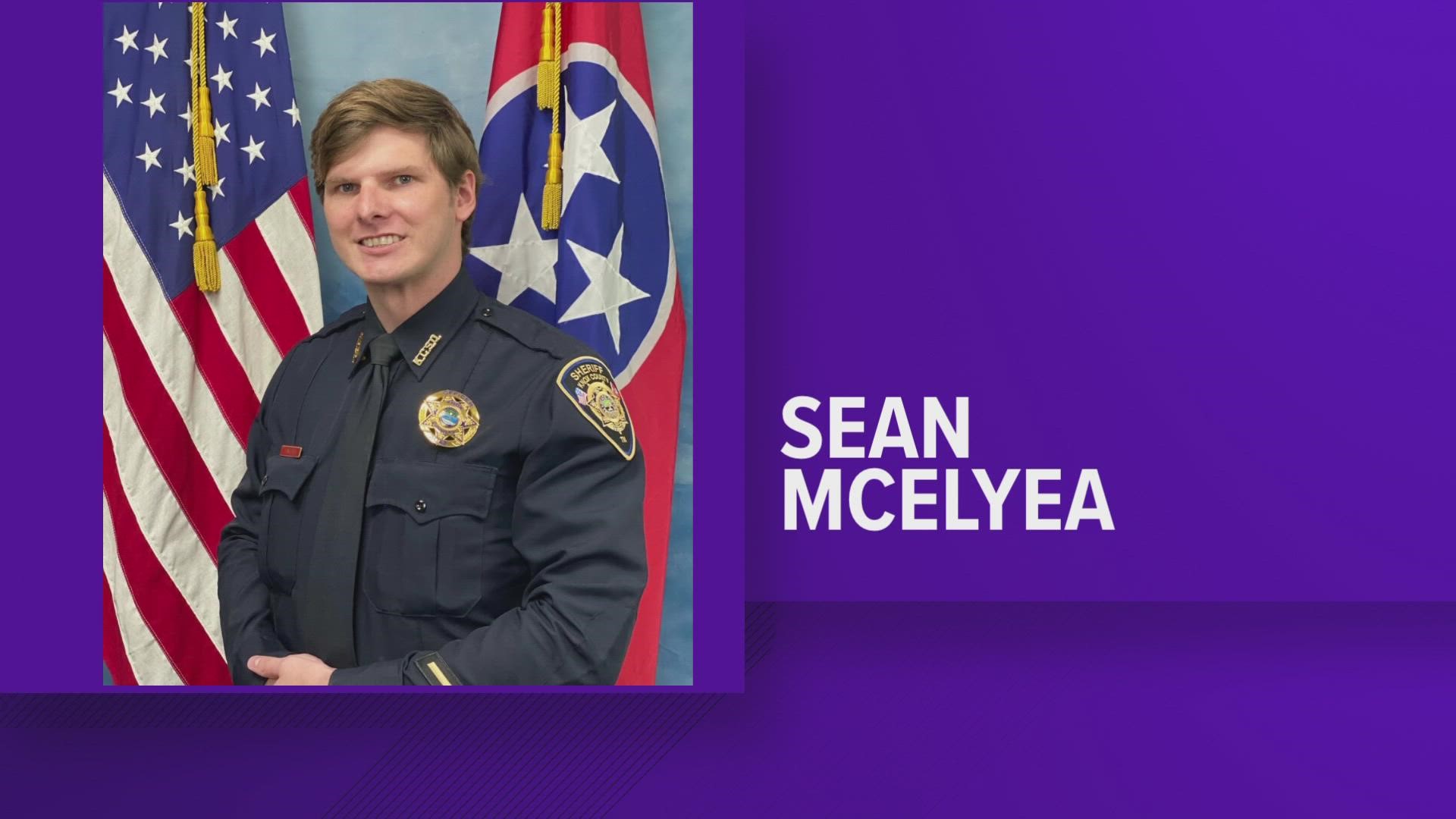 The Knox County Sheriff's Office said Knoxville police arrested deputy Sean McElyea for a DUI after his truck rolled over on Alcoa Highway.