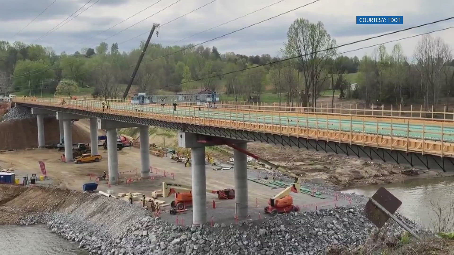 The bridge was destroyed by flooding during Hurricane Helene. 