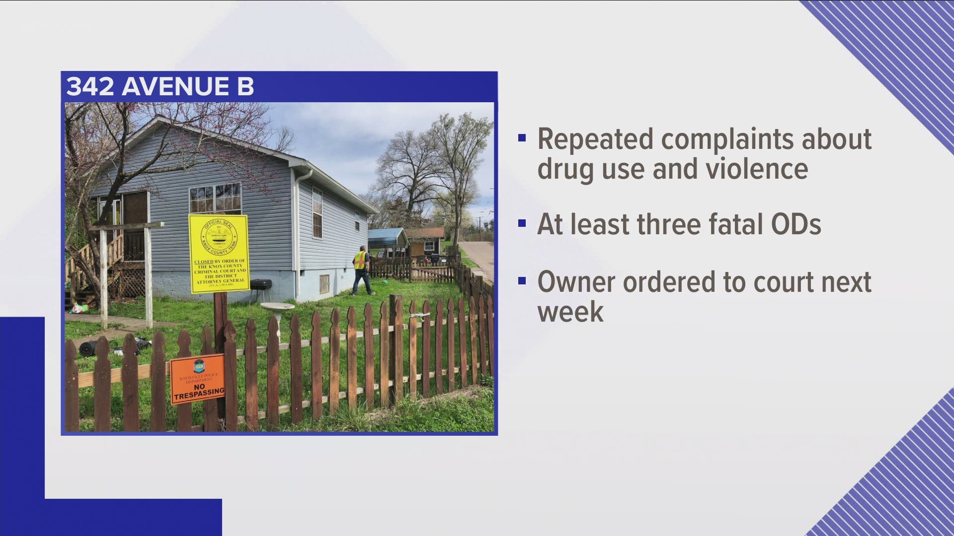 A judge has shuttered a South Knoxville house that's been the scene of several drug overdoses and shootings.