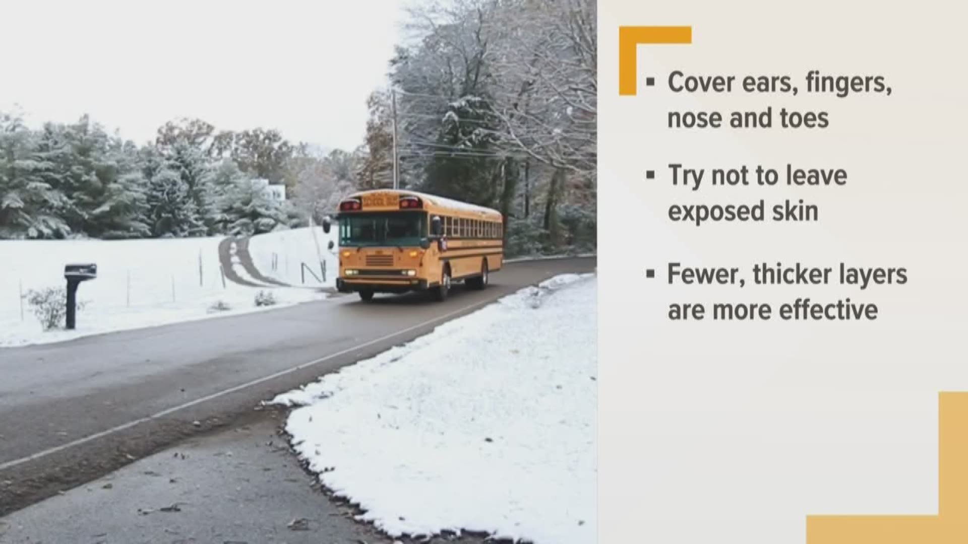 Here's how to keep your child warm while they wait for the school bus during a cold morning.