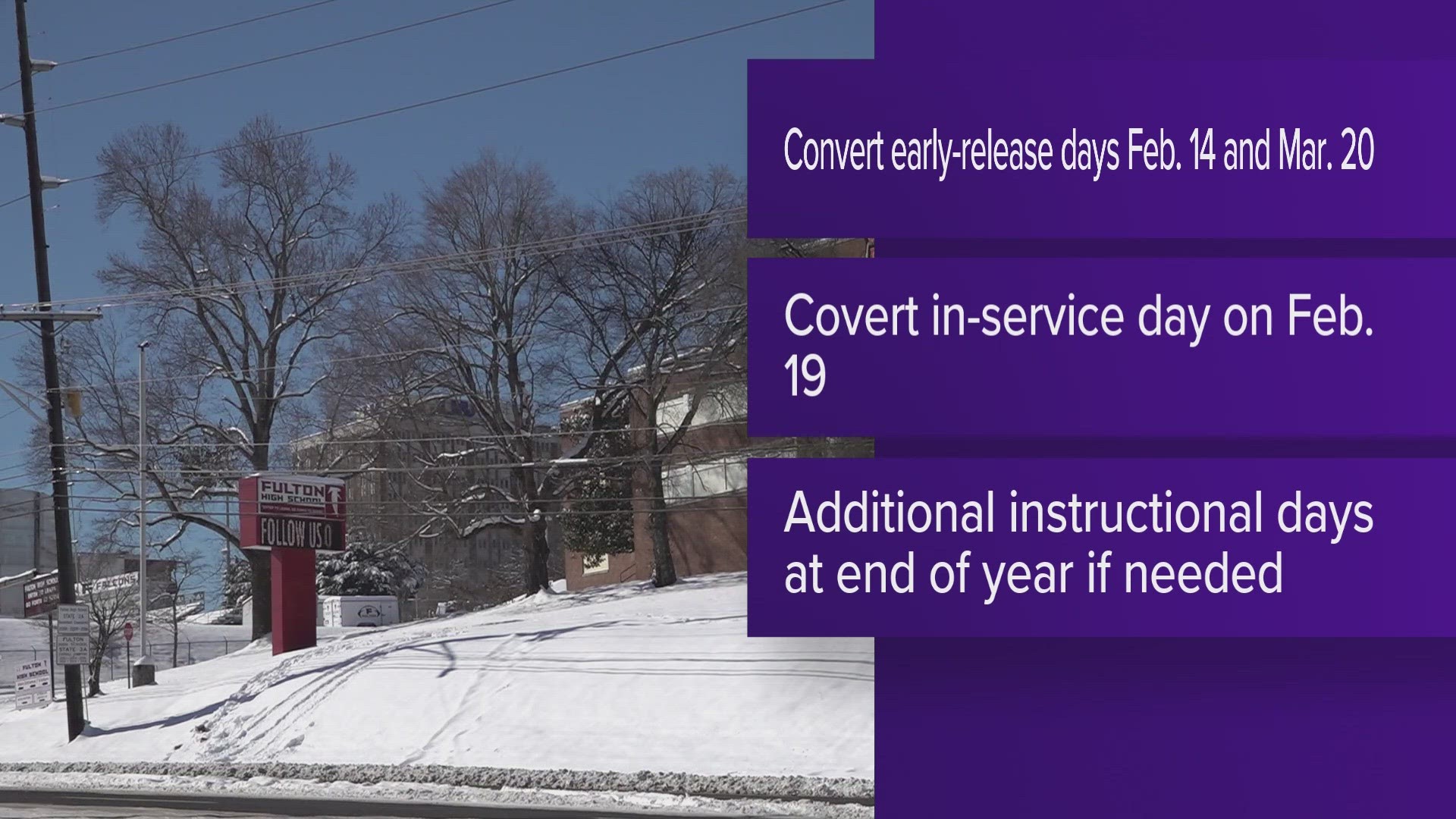 Leaders discussed converting early release days into an additional inclement weather day and converting an in-service day to provide an additional day off.