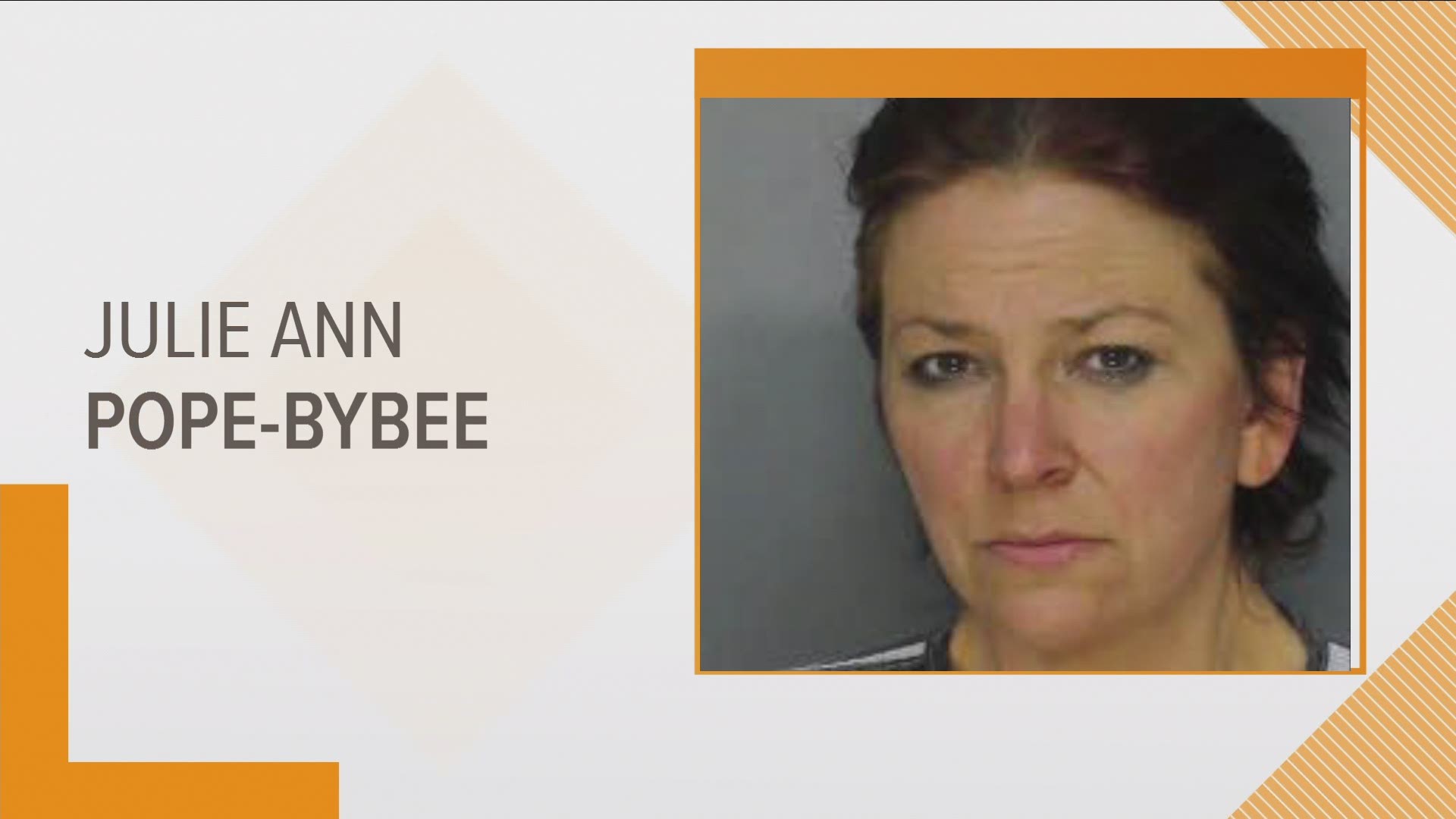 Julie Ann Pope-Bybee, 47, of 1707 Breezie Point Lane, was taken into custody at her home after her husband's body was discovered in a shed on the property.