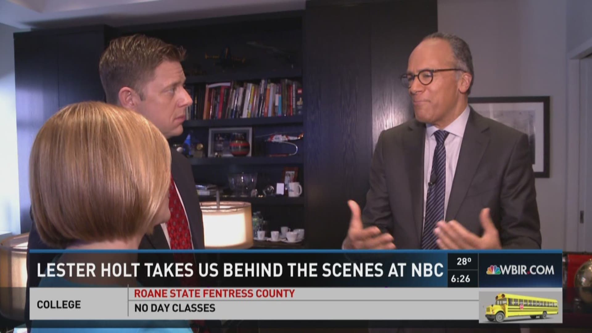 Lester Holt takes Robin and John on a tour of NBC studios in New York City.
