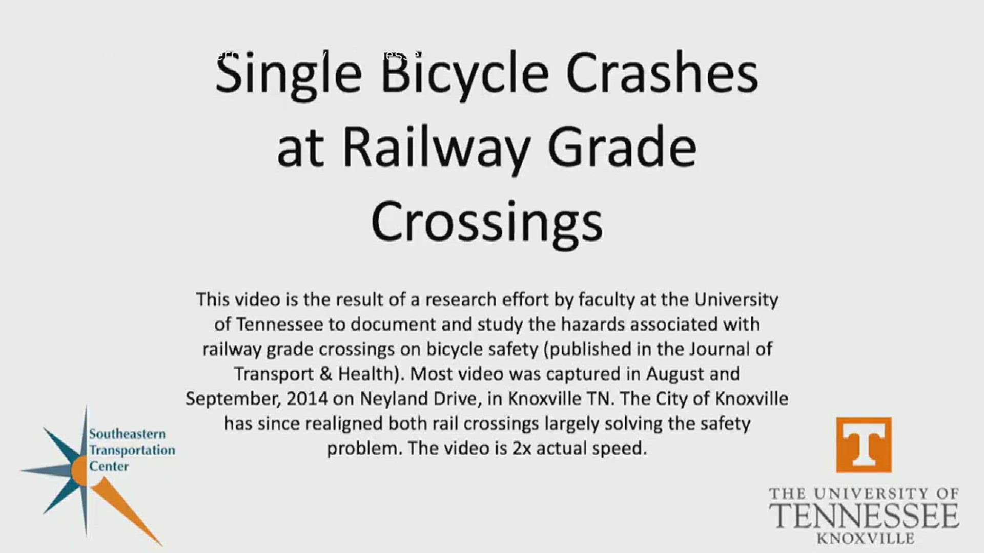 Video of bike crashes while crossing the Neyland Dr. railroad tracks.Courtesy Chris Cherry, University of Tennessee