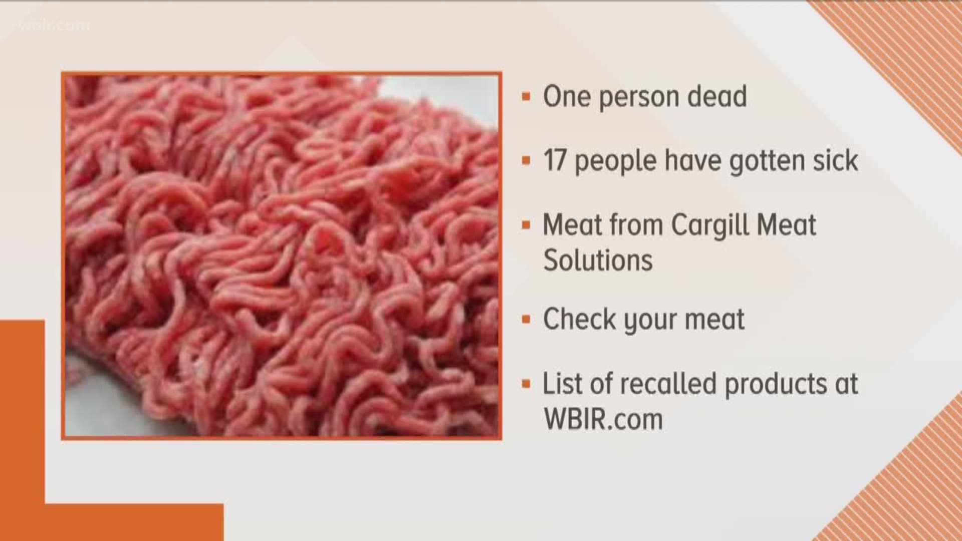 The USDA and CDC says at least one person has died and 17 people have gotten sick from what was likely raw ground beef.