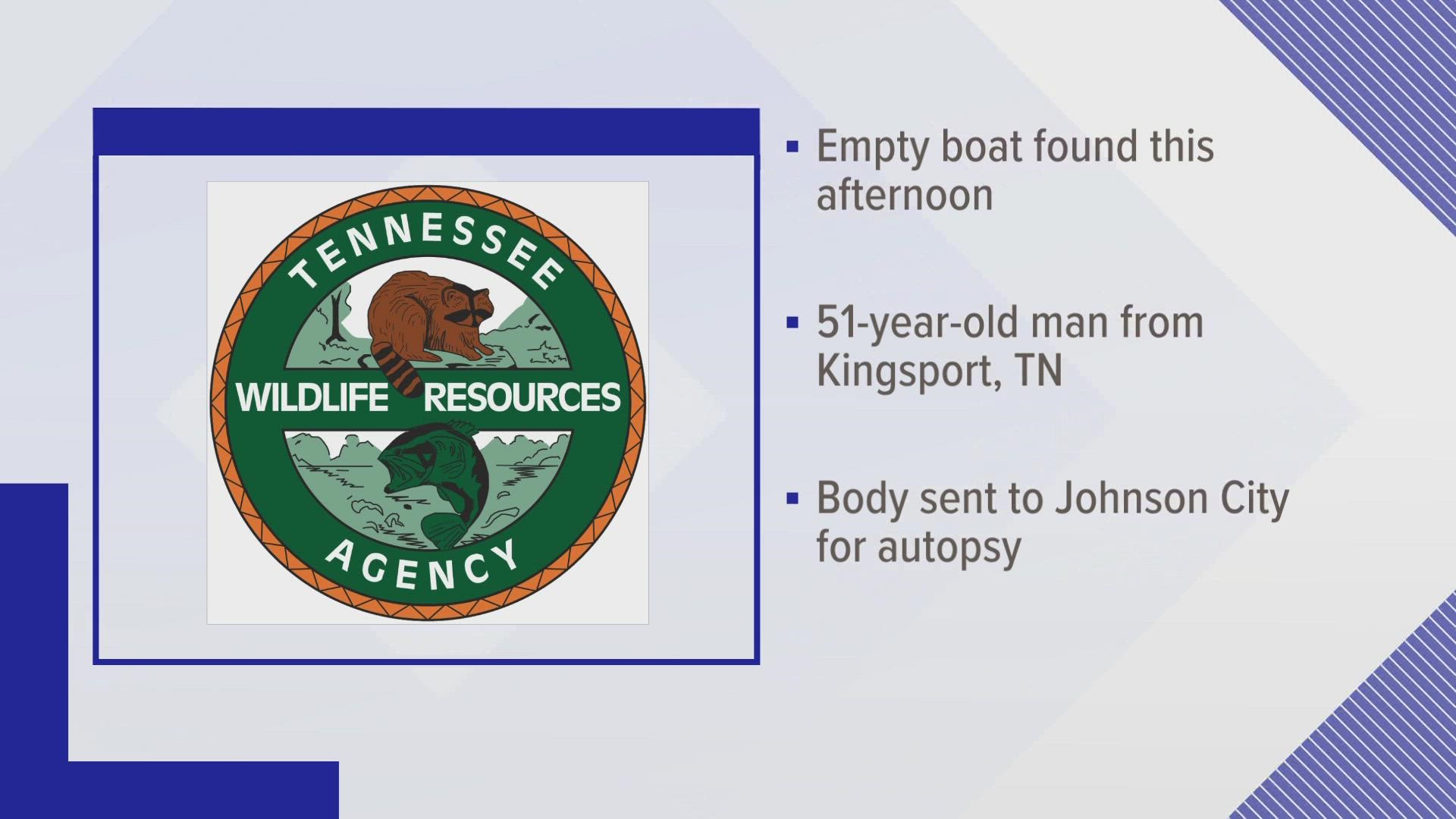 The Tennessee Wildlife Resources Agency said a 51-year-old man was found dead in the water of Holston River Wednesday evening, around 200 yards from his boat.