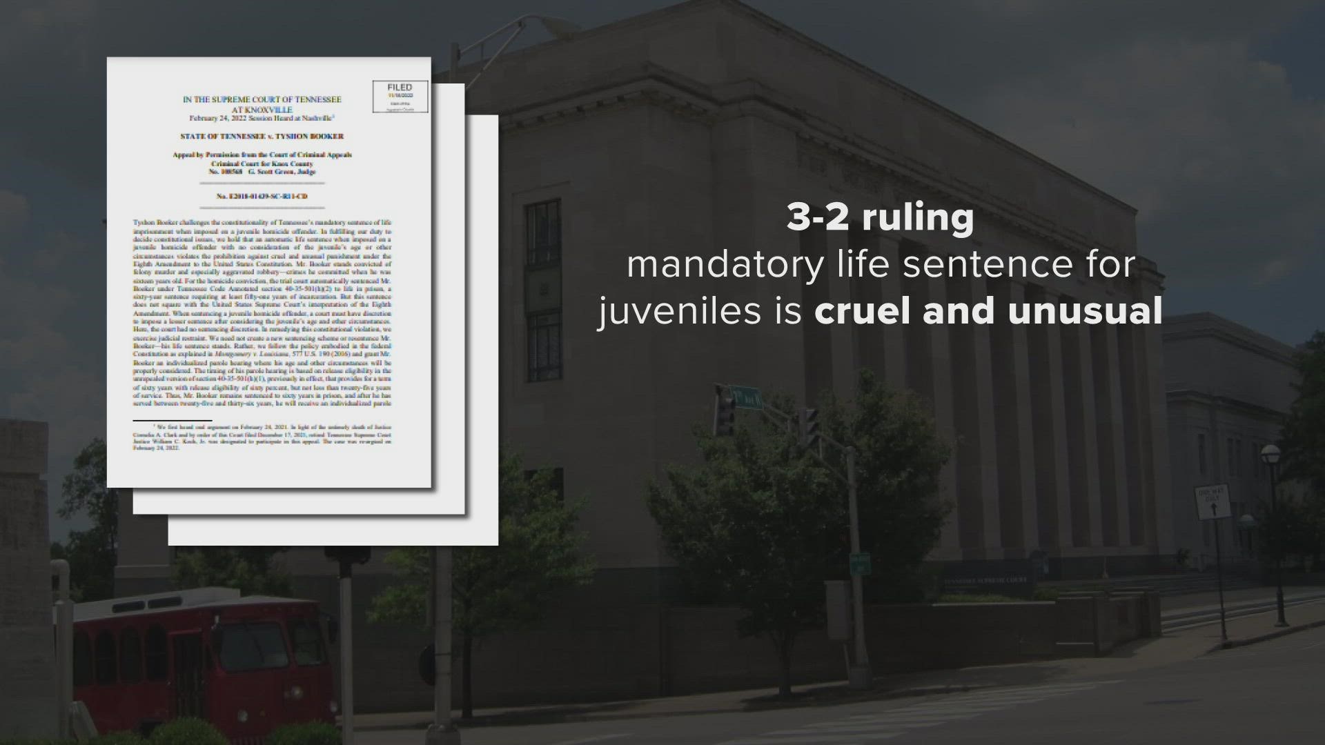 The court said that a mandatory life sentence for juveniles is cruel and unusual punishment.
