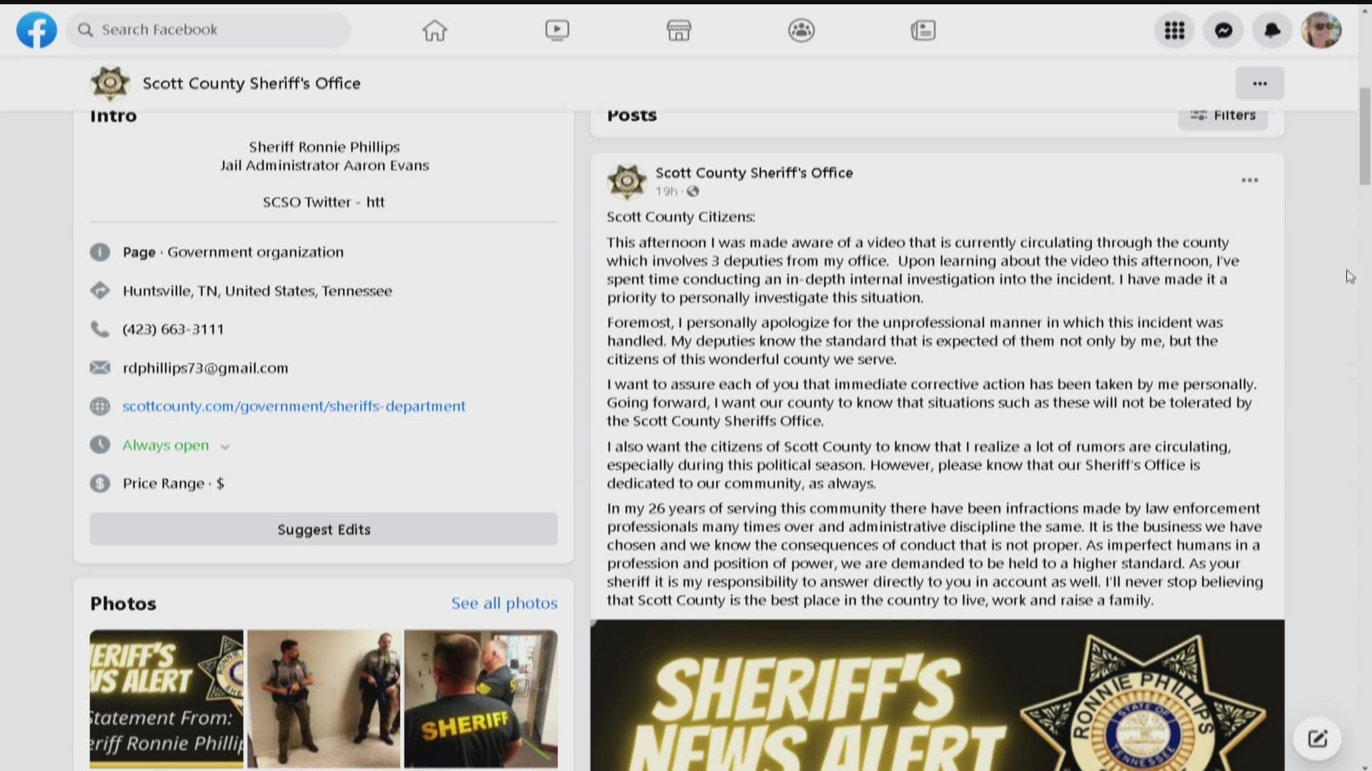 The Scott County sheriff is apologizing for a video involving three of his deputies getting in a heated debate with a disabled woman.