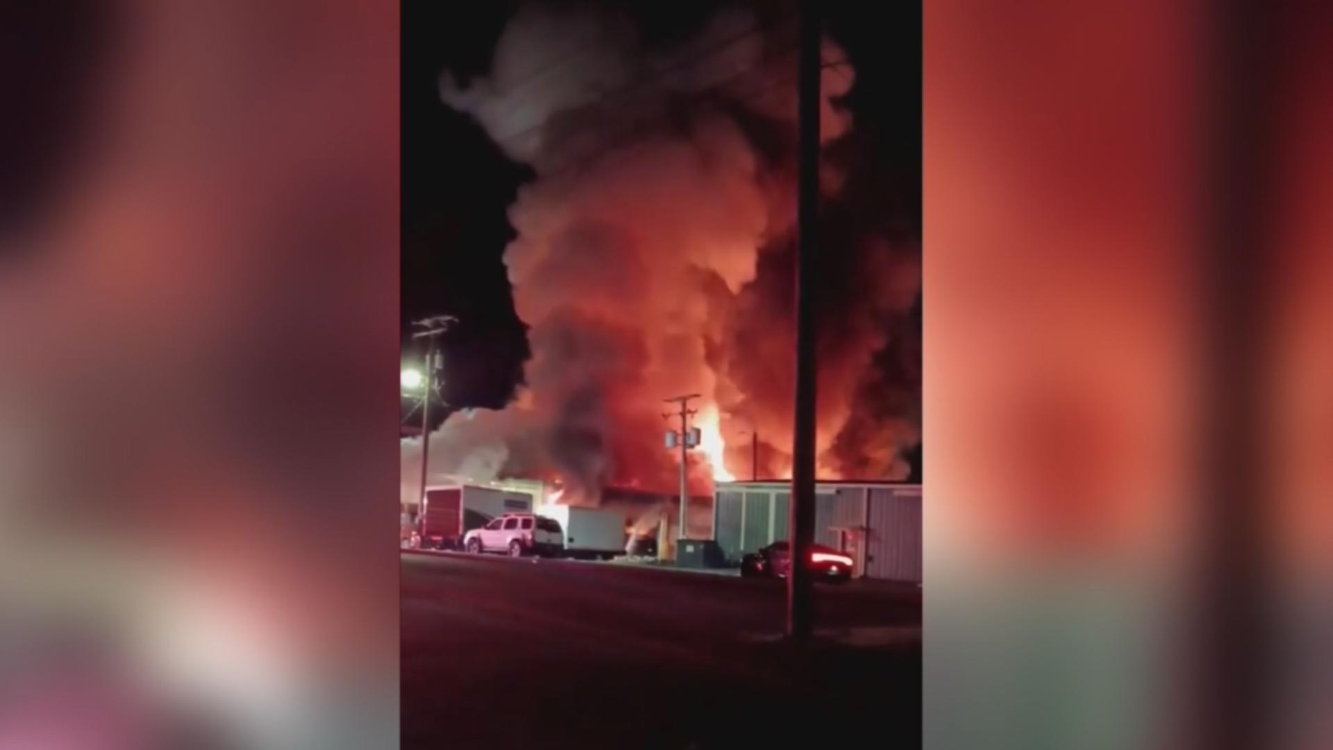 This video was taken by Lee Cook while the fire burned overnight.