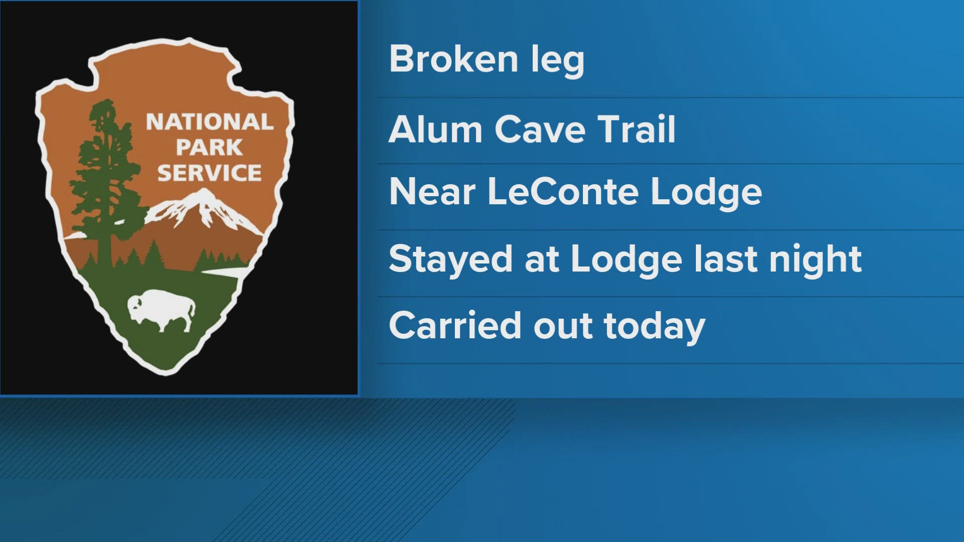 Crews were not able to bring the hiker to a hospital Thursday night due to weather conditions, and the team sheltered in place at LeConte Lodge.