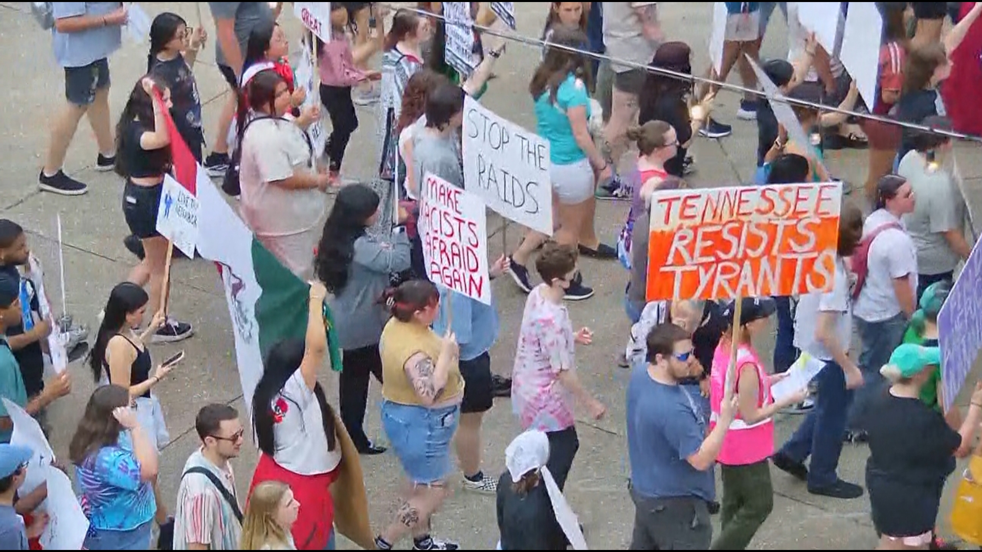 The protests were part of a larger national "ICE Out" rally to protest President Donald Trump's mass deportation agenda.