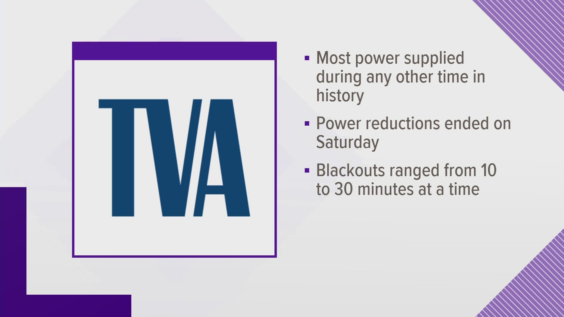 TVA said the record for the most 24-hour electricity demand ever supplied in their history was set on Friday at 740 gigawatt-hours.
